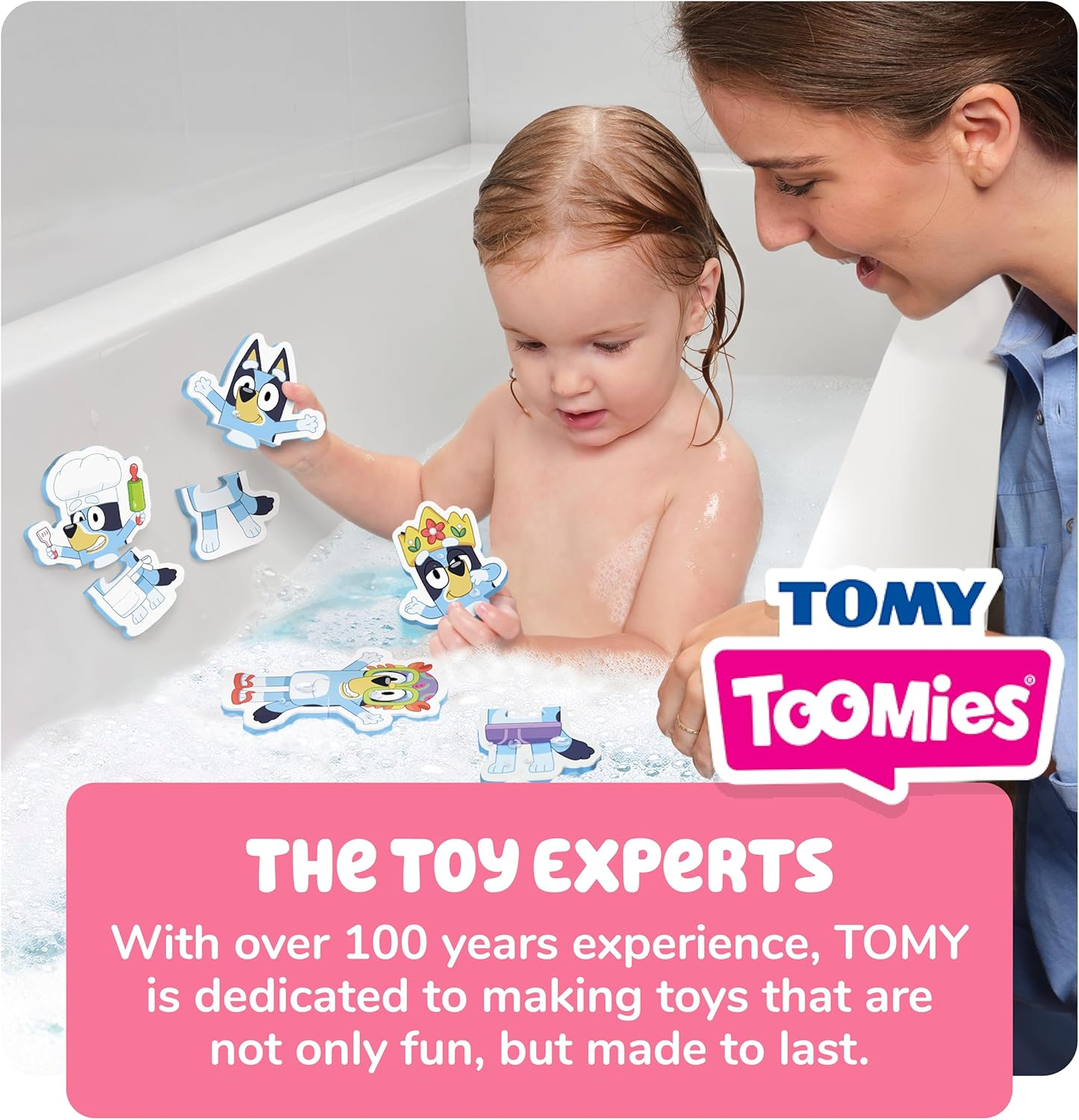 TOMY Toomies Bluey Bath Puzzle &ndash; 8-Piece Foam Jigsaw Puzzle Set with Mix & Match Bluey Poses, Soft Baby Bath Toys, Non-Toxic and Water-Friendly, Includes Mesh Storage Bag with Suction Cups, 18+ Months image number 5