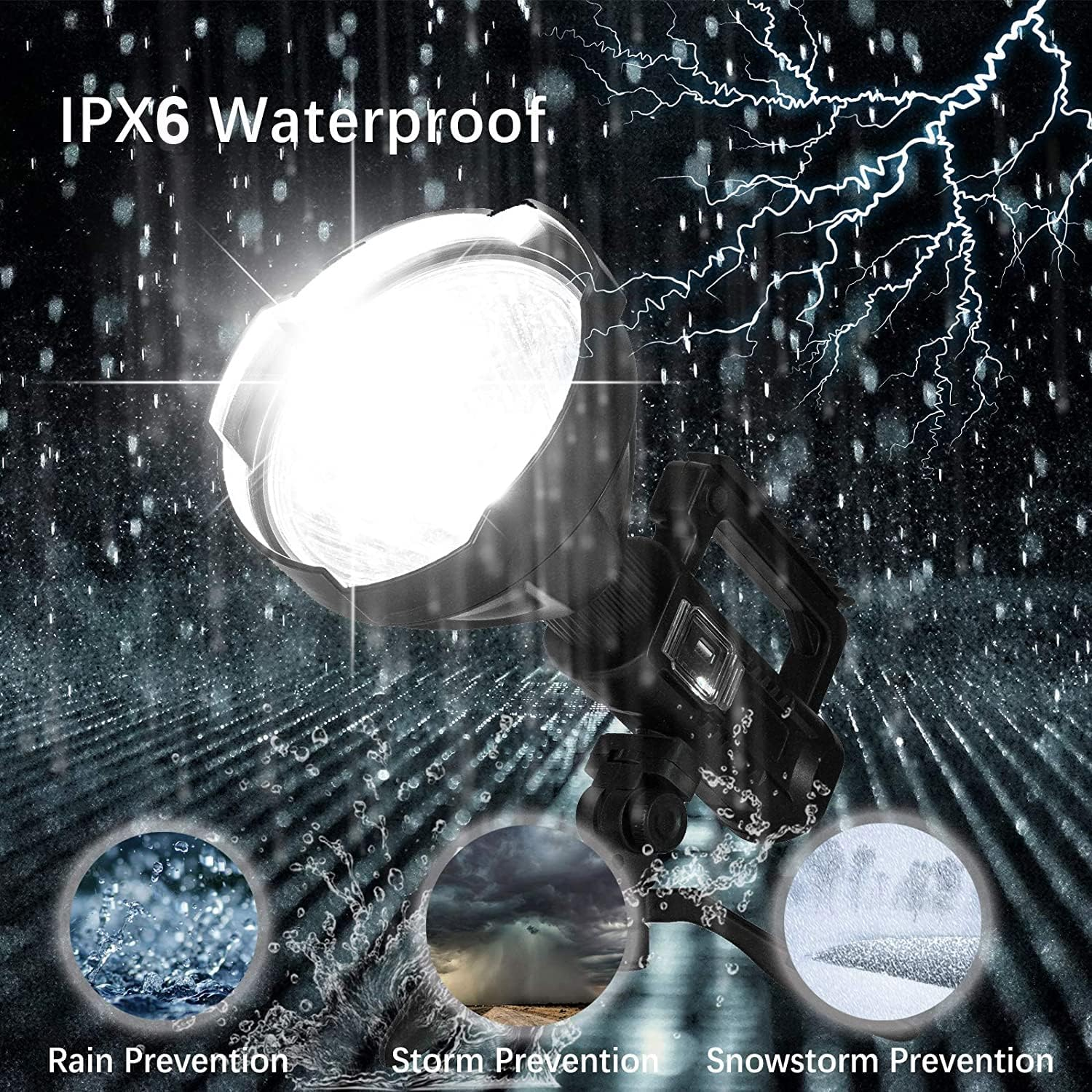 Rechargeable Spotlight Flashlight High Lumens, 90000 Lumens Super Bright Led Searchlight with Tripod and USB Output, IPX5 Waterproof 4 Modes Handheld Spotlight for Camping Emergencies image number 5