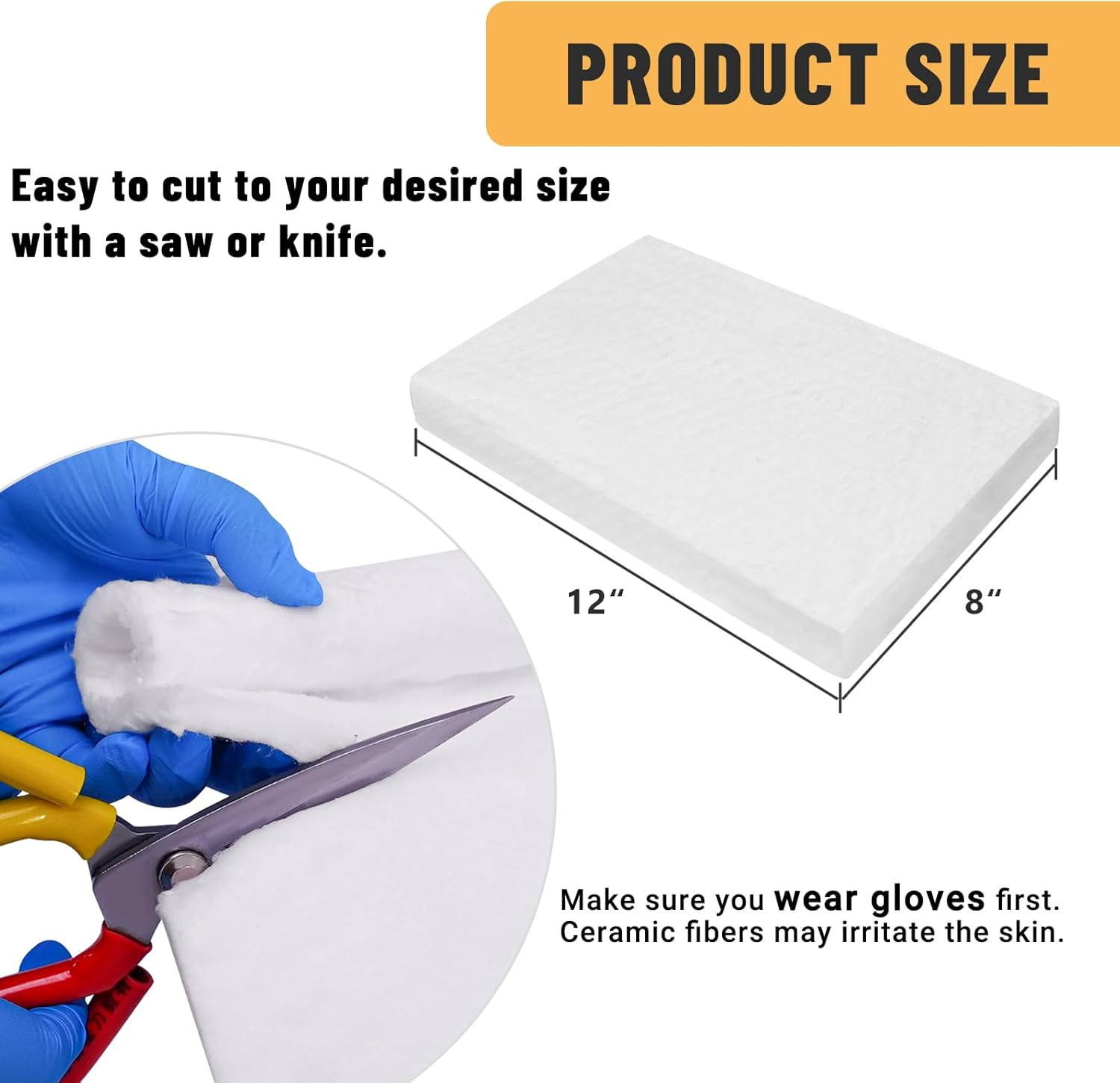 Holymaji 6 Pieces Ceramic Wool Sponge Replacement for Tabletop Fire Pit Bowl to Extend Burning Time - Ceramic Wool Wick Insulation for Bioethanol Fuel Fireplace (12" D X 8" W X 2" H)