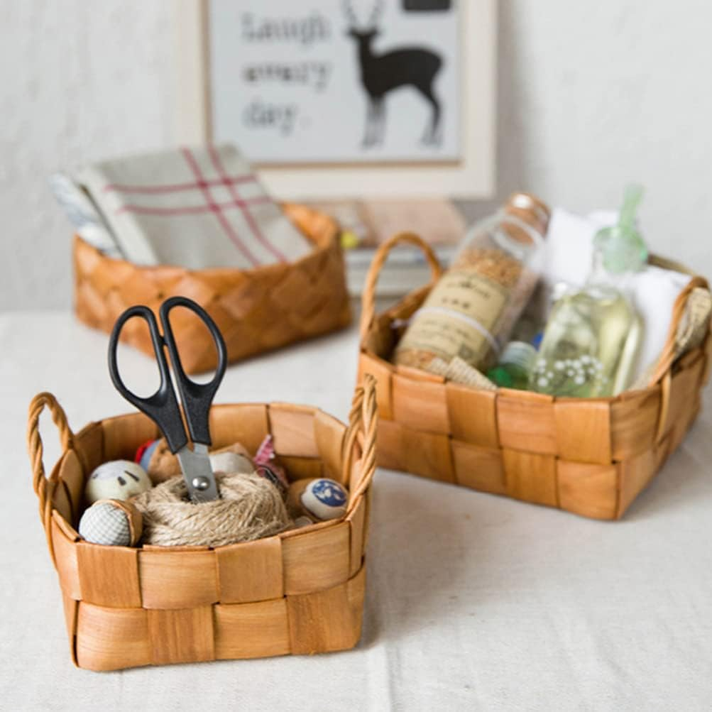 Zerodeko Wood Woven Storage Basket for Home for Fruit Vegetables Sundries Container Handcrafted in S image number 2