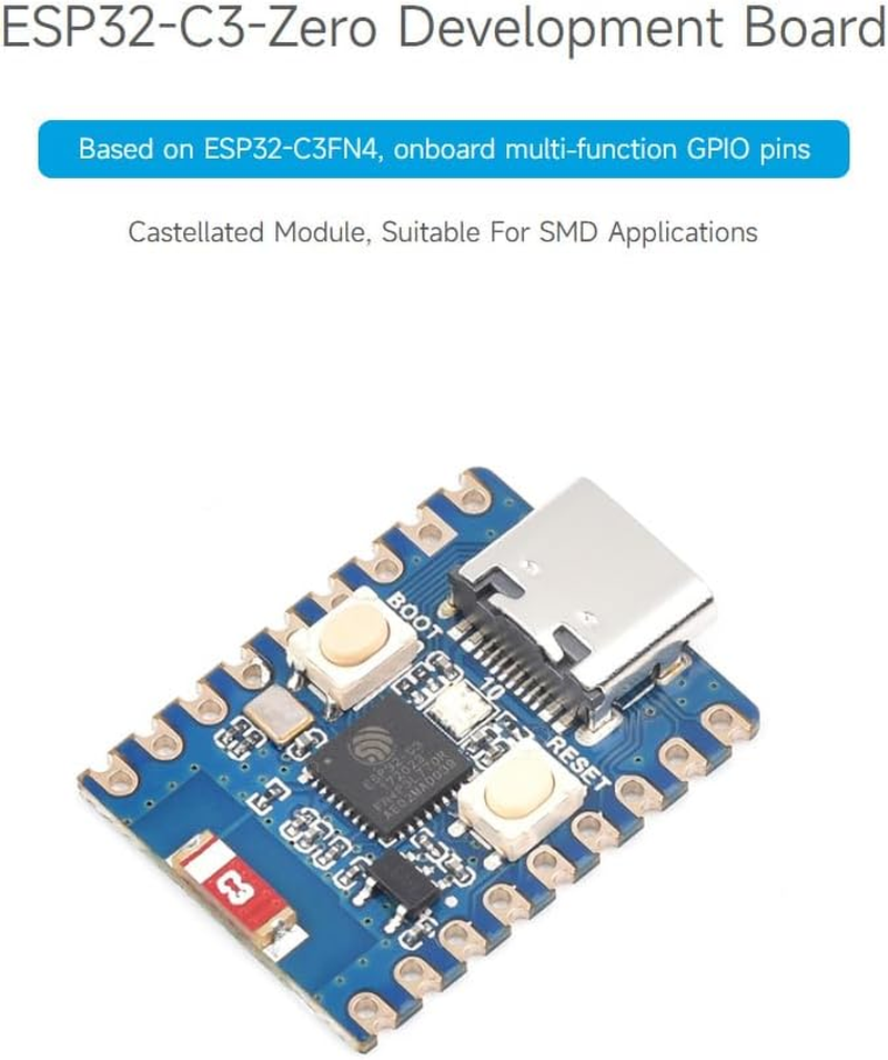 Waveshare ESP32-C3 Mini Development Board, Based on ESP32-C3FN4 Single-Core Processor, 160Mhz Running Frequency, 2.4Ghz Wi-Fi 5 with Pre-Soldered Header image number 3