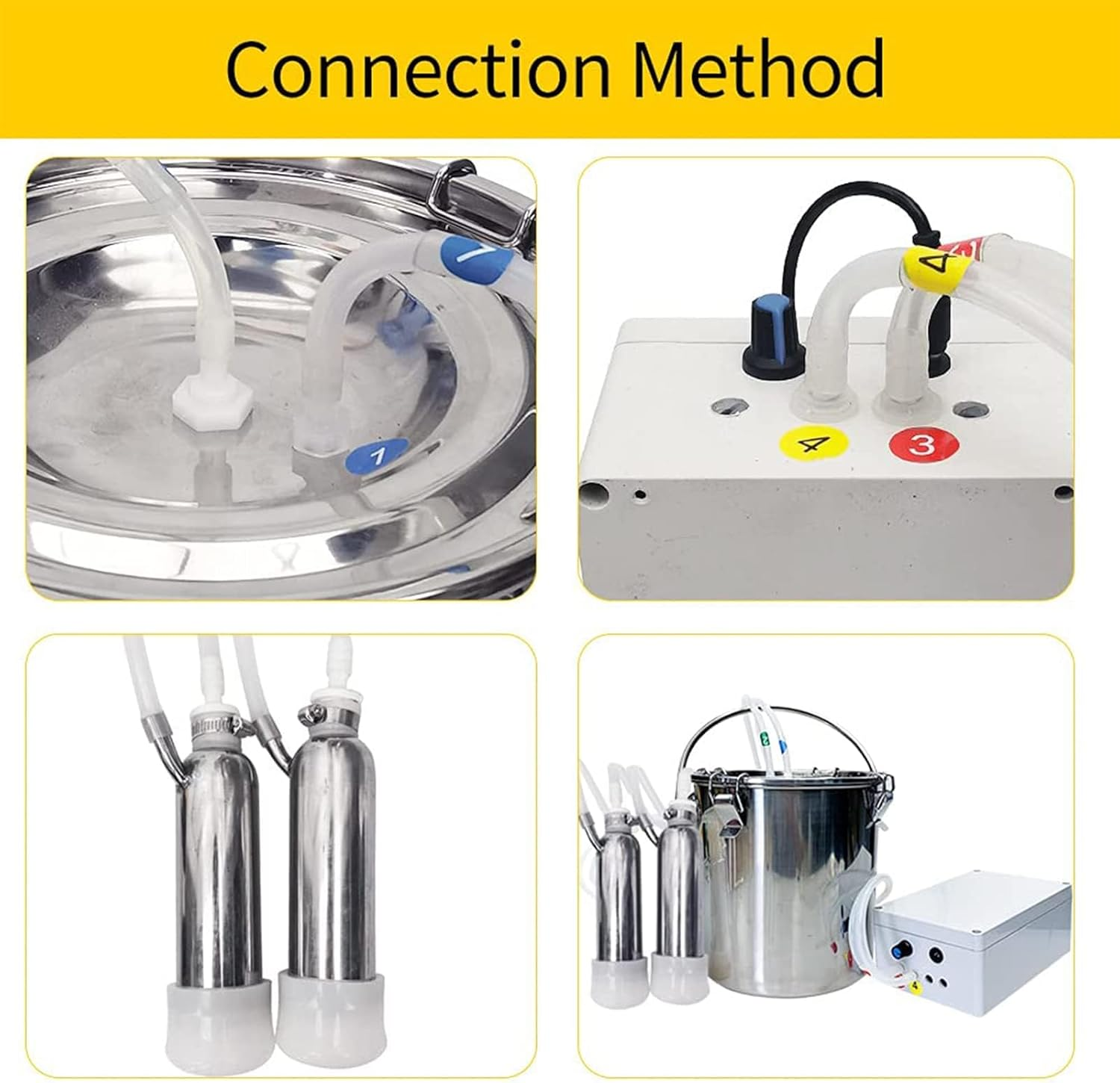 Rechargeable Direct Suction Milking Machine for Goats and Cows, 5L/10L Portable Home Milking Machine Cow Kit, Battery Operated Milker with Auto-Stop, Adjustable Suction, Milker for Small Farms image number 5