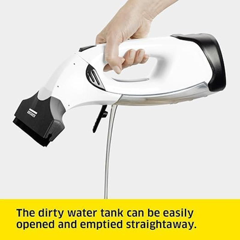 K&auml;rcher Cordless Window Vac WV 2, White with Spray Bottle/Microfibre Cloth, Run Time: 30 Min, 280Mm Nozzle, Weight: 0.6 Kg, Cleaning Area Approx 75M&sup2; image number 5