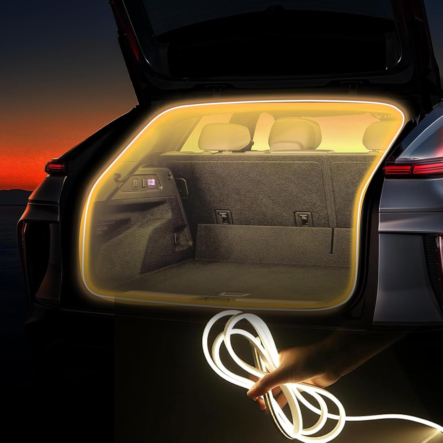 MAEZOE Car LED Boot Light Strip 4M &ndash; Warm White Silicone Interior Ambient Lighting for Trunk, SUV, 4X4 &ndash; Waterproof, Easy Install, Universal Fit for Drivers & Families image number 4