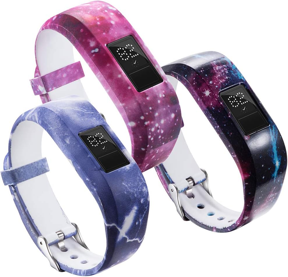 GTHY Compatible with Garmin Vivofit JR/JR 2/Vivofit 3 Bands Repacement,For Kids Boys Girls,Soft Silicone Pattern Adjustable Straps,Wristbands,Watch Band,With Secure Metal Clasp,Lagre&Small image number 4