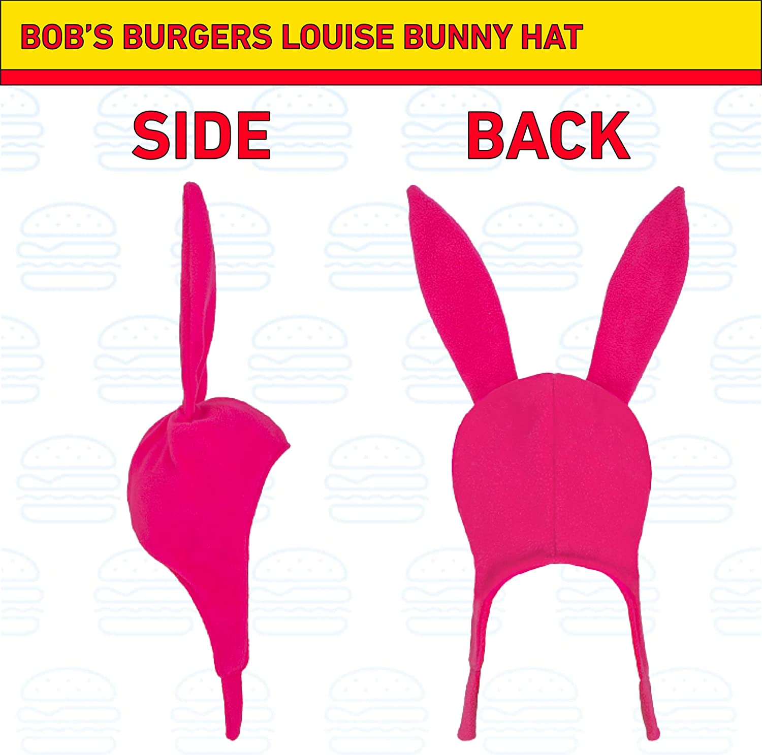 Concept One Womens Bob'S Burgers Louise Cosplay Bunny with Floppy Ears Fleece Beanie Hat, Pink, 0 US, Pink, One Size image number 4