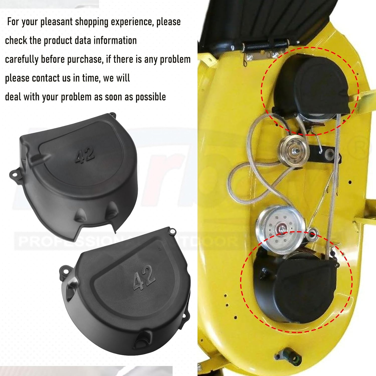 GY21773 GY21084 GX22456 L/RH Shield Kit for J-OHN Deere 42" Mower Decks 107S, D100, D105, D110, D120, D125, D130 and More Mower Package Includ Screws image number 4