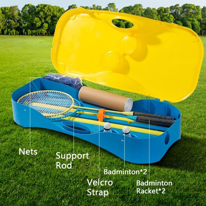 Portable Badminton Net Set,Folding Volleyball Net,2Professional Badminton Racket,2 Shuttlecocks,Family Game,Backyard Sports image number 2