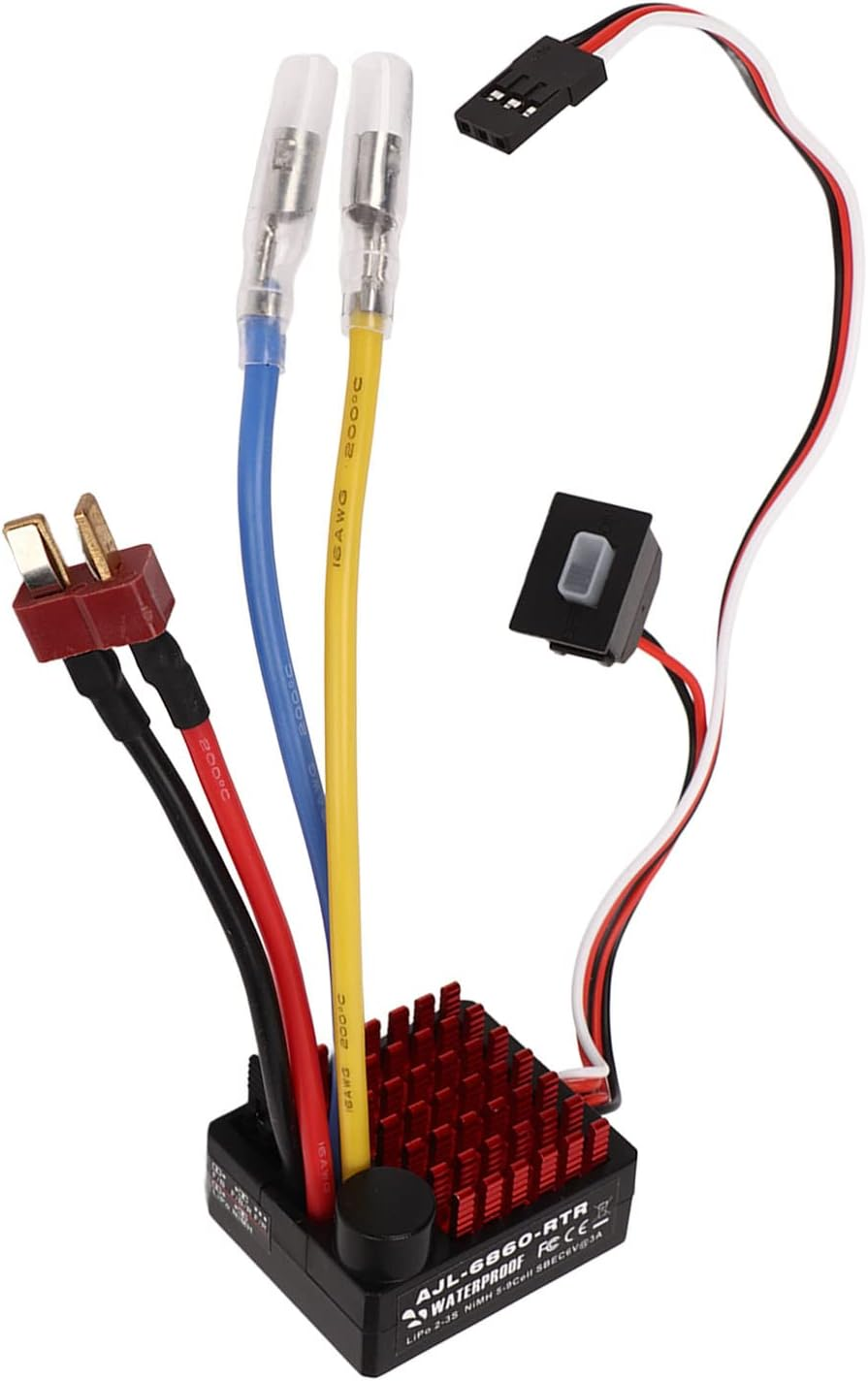 Brushed ESC, Waterproof Dustproof Brushed ESC Electric Speed Controller, ESC Brushed Motor 6V 3A BEC with 3 Modes for 1/10 RC Car, Truck Models, Boat Models, Tanks image number 6