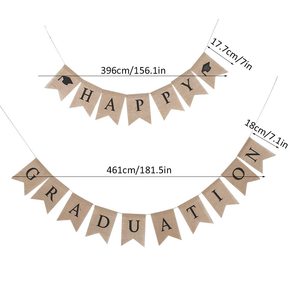 Happy Graduation Burlap Banner, 2023 Graduation Party Rustic Vintage Graduation Decorations Congrats Grad Banner Decoration for Grad Party College and High School Graduation Party Supplies image number 6