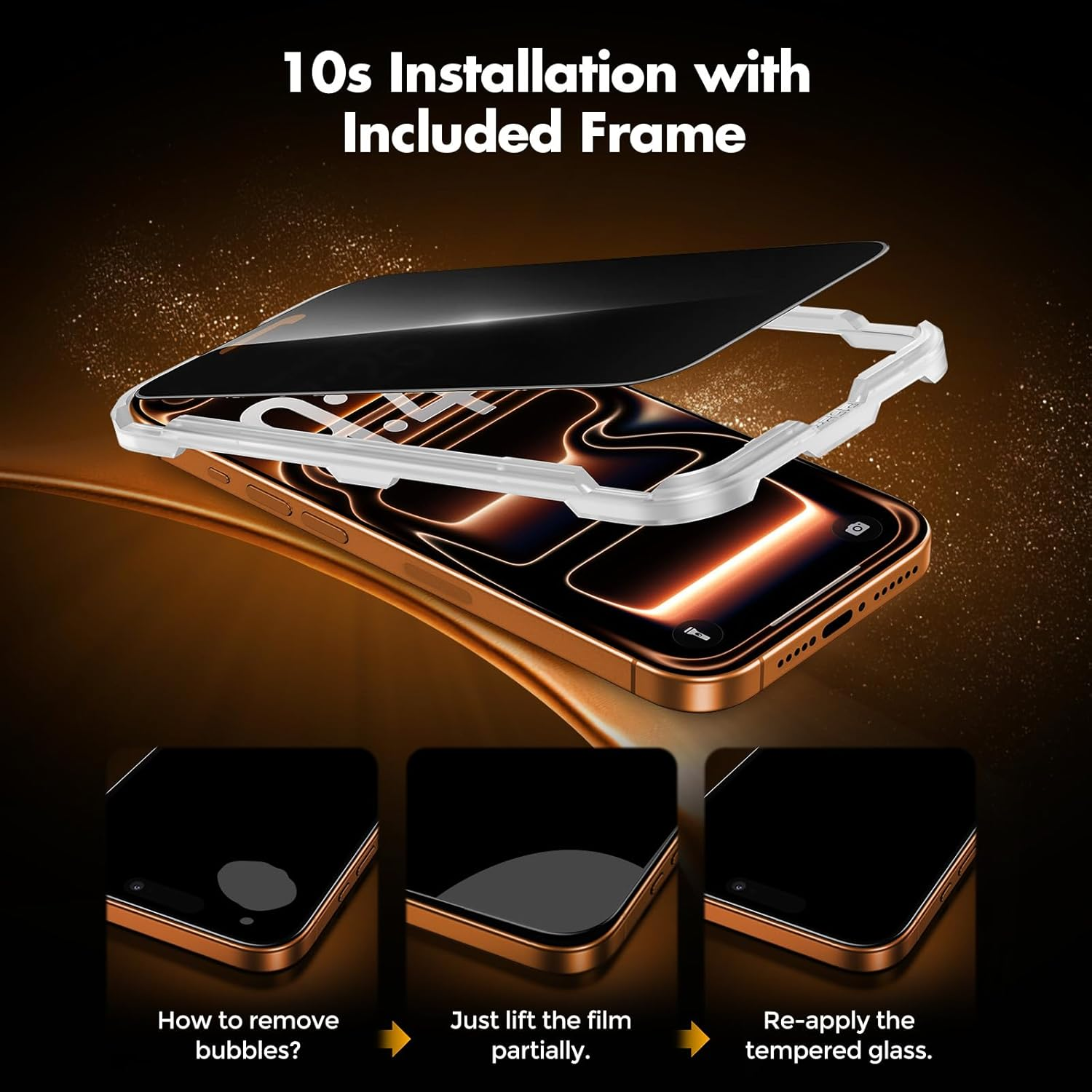 Unbreakcable Tempered Glass Privacy Screen for Iphone 17 Pro Max, Privacy Screen Protector [99.99% HD Clarity, 9H Hardness, Easy Installation, Case-Friendly, Bubble-Free] for Apple 17 Promax 6.9 Inch image number 6