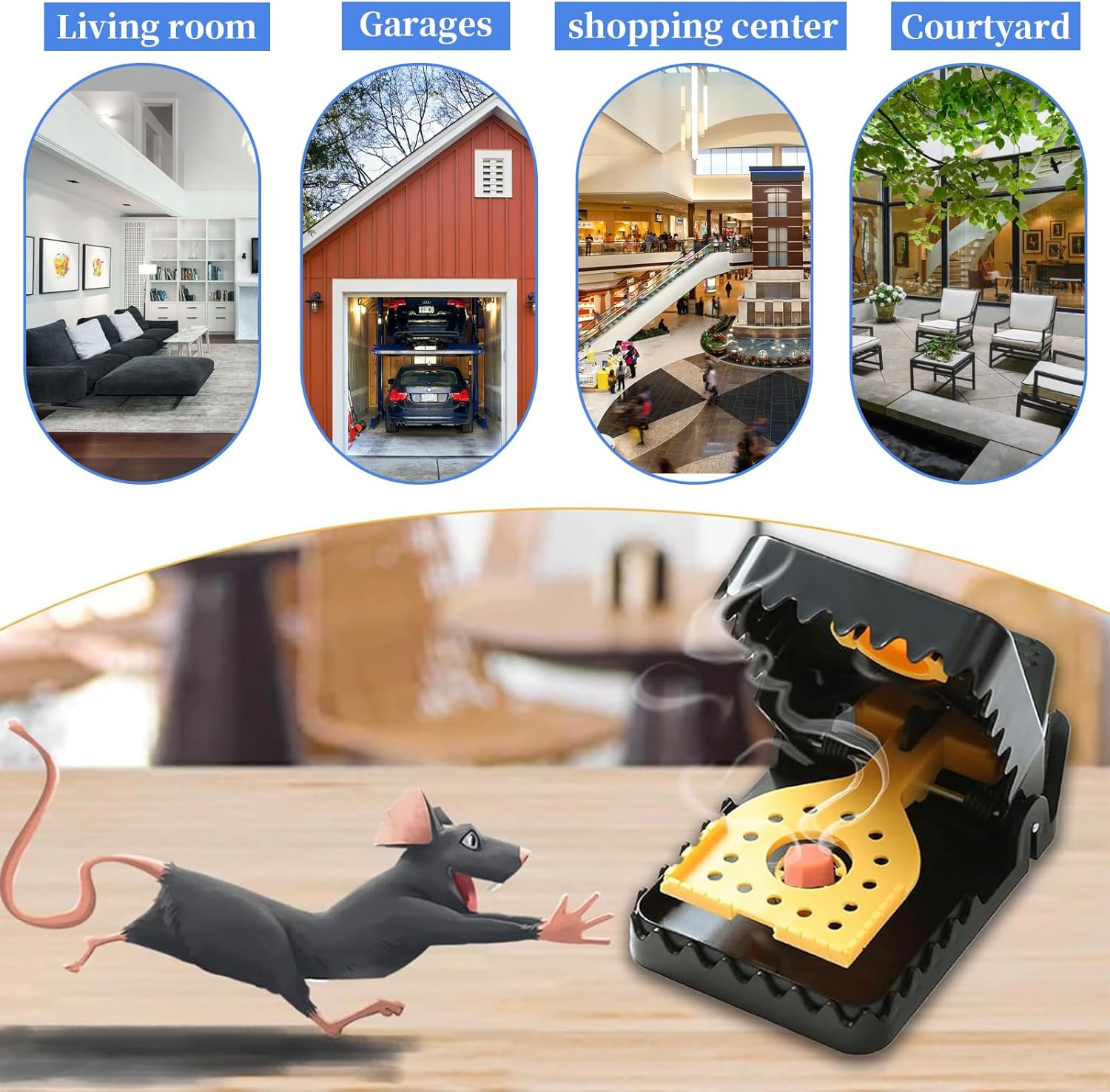 6 PCS Mouse Trap, Work Best Mice Traps for Small Mouse, Indoor-Outdoor Snap Trap Quick Effective Sanitary Safe, Quick Set up & Reusable Mouse Traps, Rat Trap for Rodent Mouse Mice (Large) image number 1