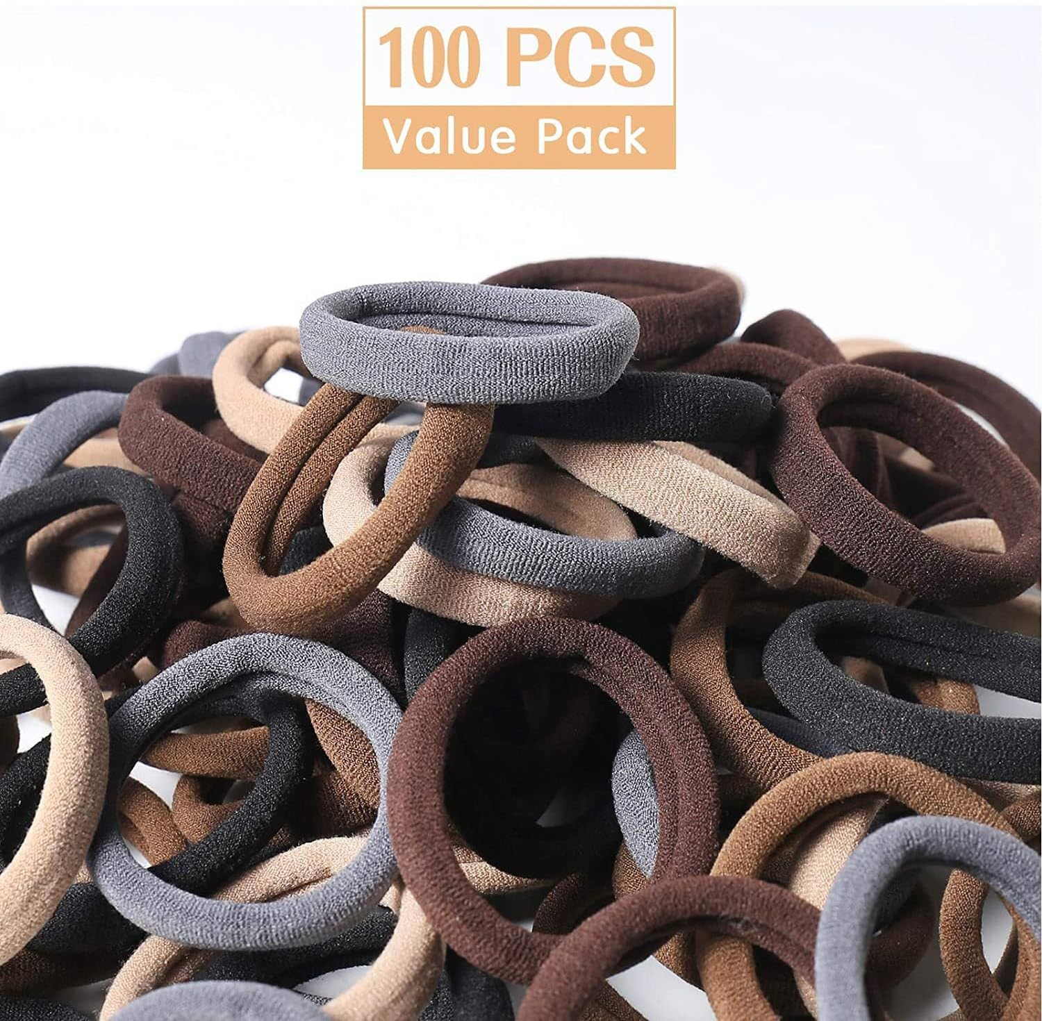 100 Pcs Hair Ties for Women and Men, Hair Ties, Hair Elastics for Women, Hair Bands (Coffee Color) image number 2