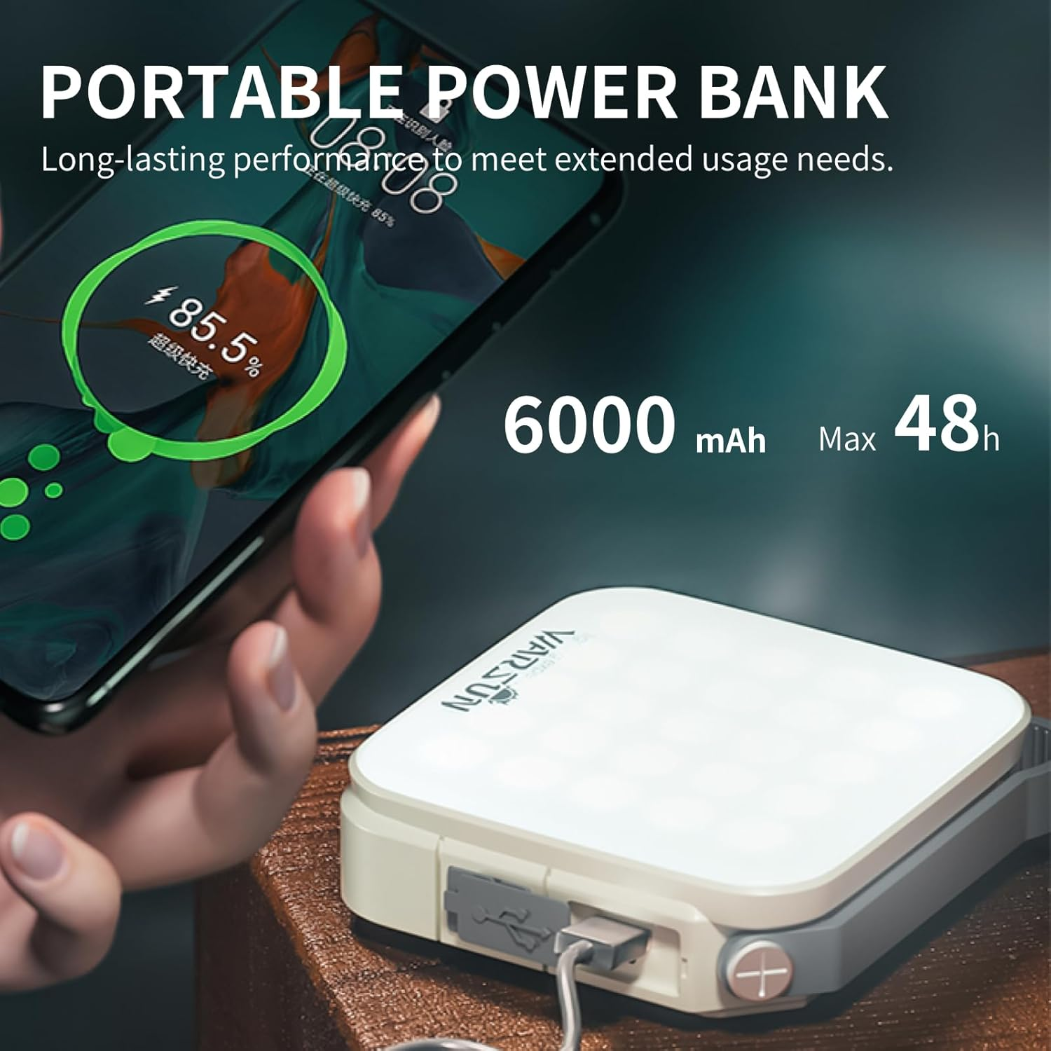 WARSUN Rechargeable LED Lantern &ndash; 1000LM Portable Camp Light, Water-Resistant Rechargeable Lantern for Camping, Hiking, Emergency Use, Great Camping Accessories image number 2