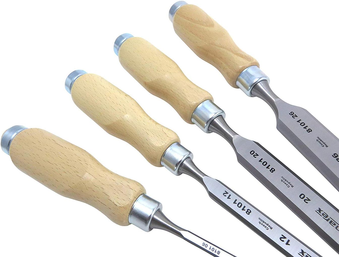 Narex Czech Steel 4 Piece Set 6 Mm (1/4"), 12 Mm (1/2"), 20 Mm (3/4"), 26 Mm (1 1/16") Woodworking Chisels 863010 image number 3