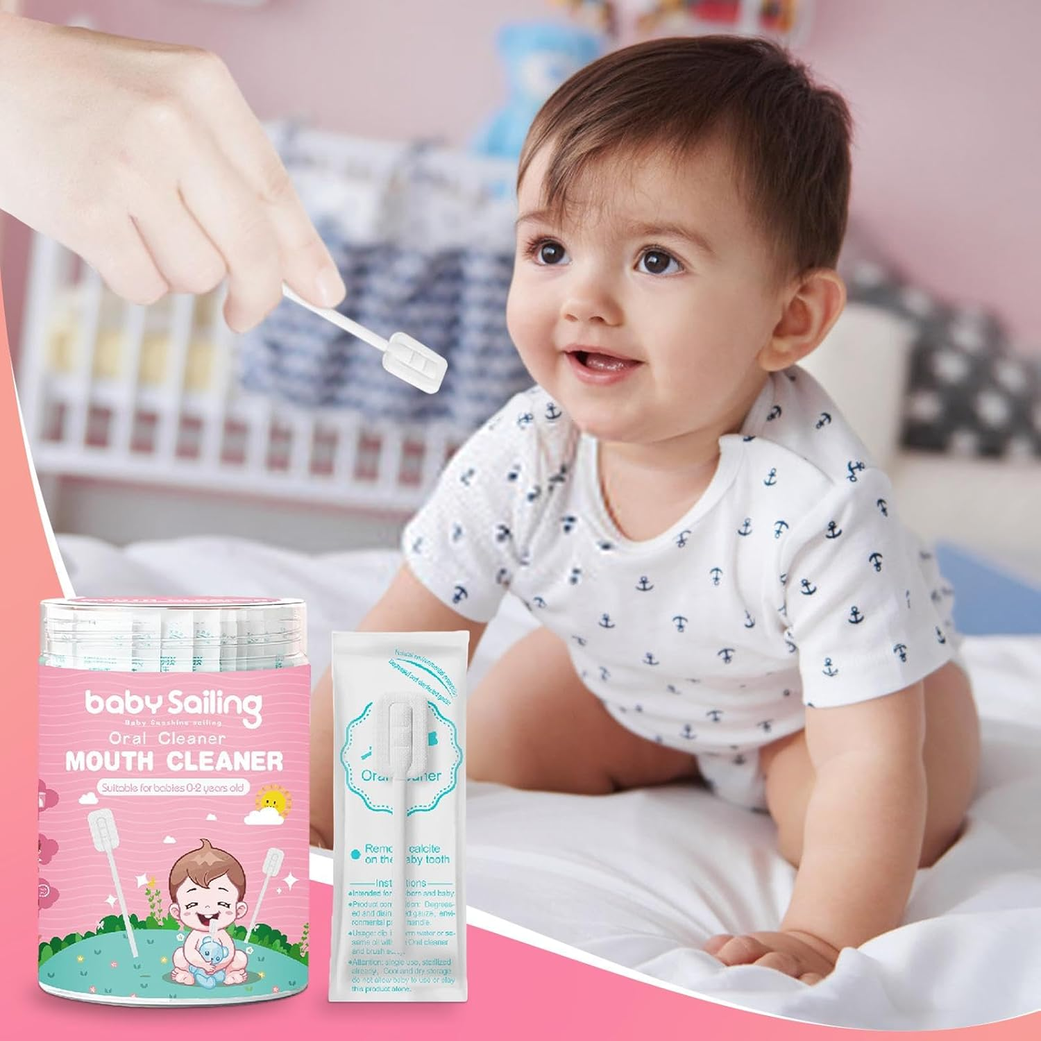 Baby Mouth Cleaner | Oral Gauze Gum Cleaner Stick,Portable Toothbrush Tongue Cleaner Skim Gauze, Flexible Baby Toothbrush for Baby Kids Tongue Tooth Mouth Care image number 4
