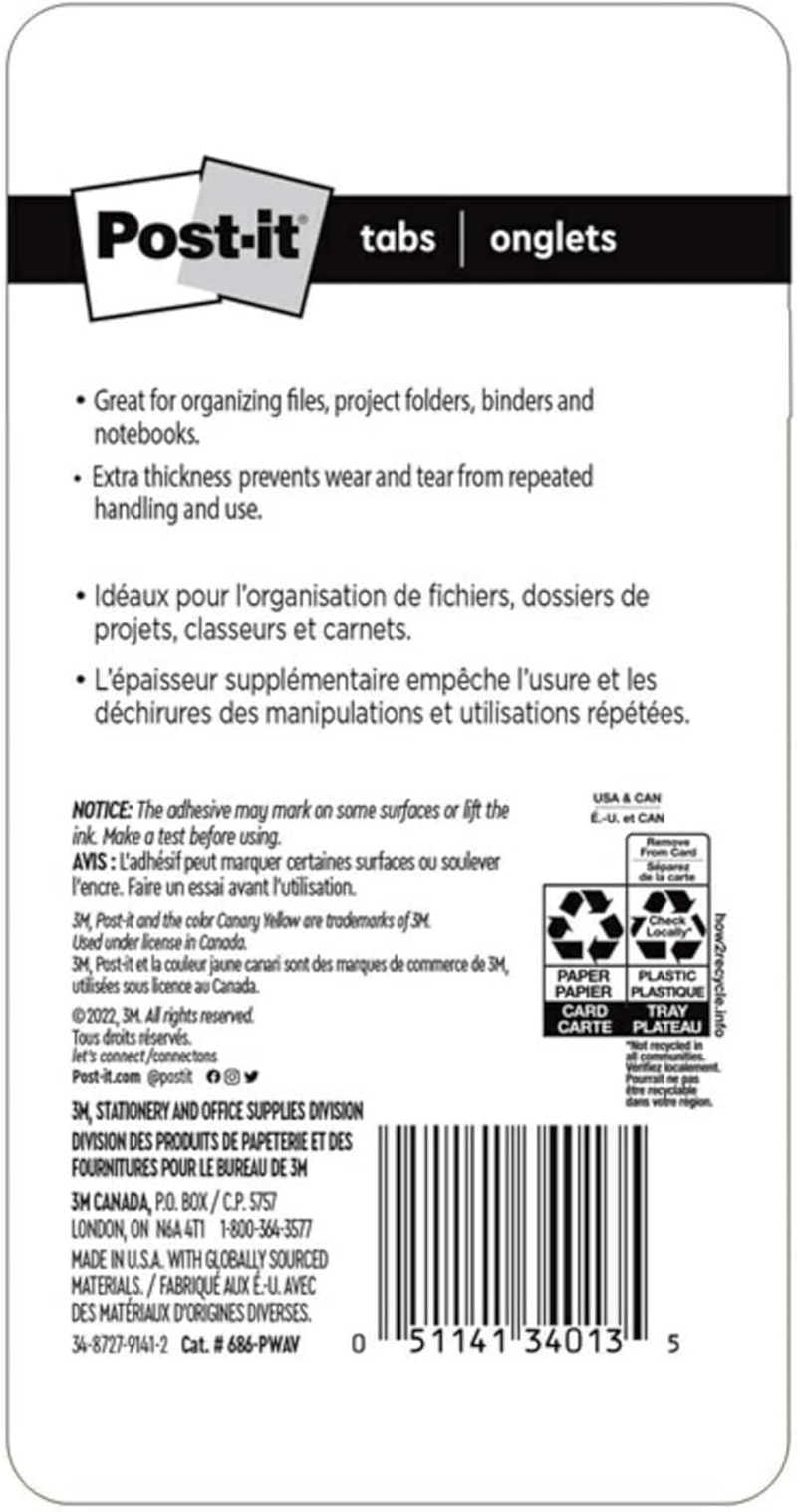 Post-It Filing Durable Tabs 50.8Mm X 38.1Mm 686-PWAV image number 1