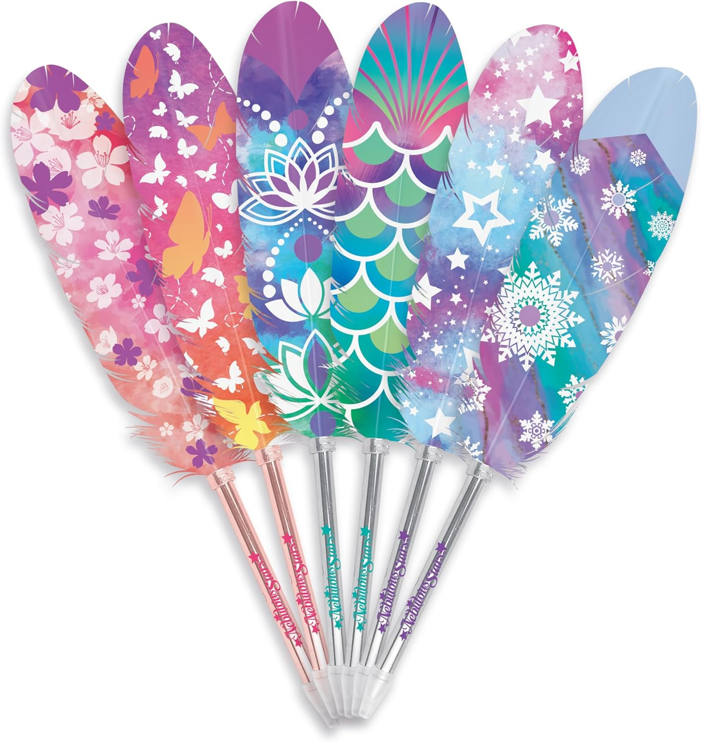 Nebulous Stars Quill Feather Pen Counter Display- Set of 24 Multi-Coloured Pencils- Creative Writing Tools for Kids, Office, and Crafting image number 2