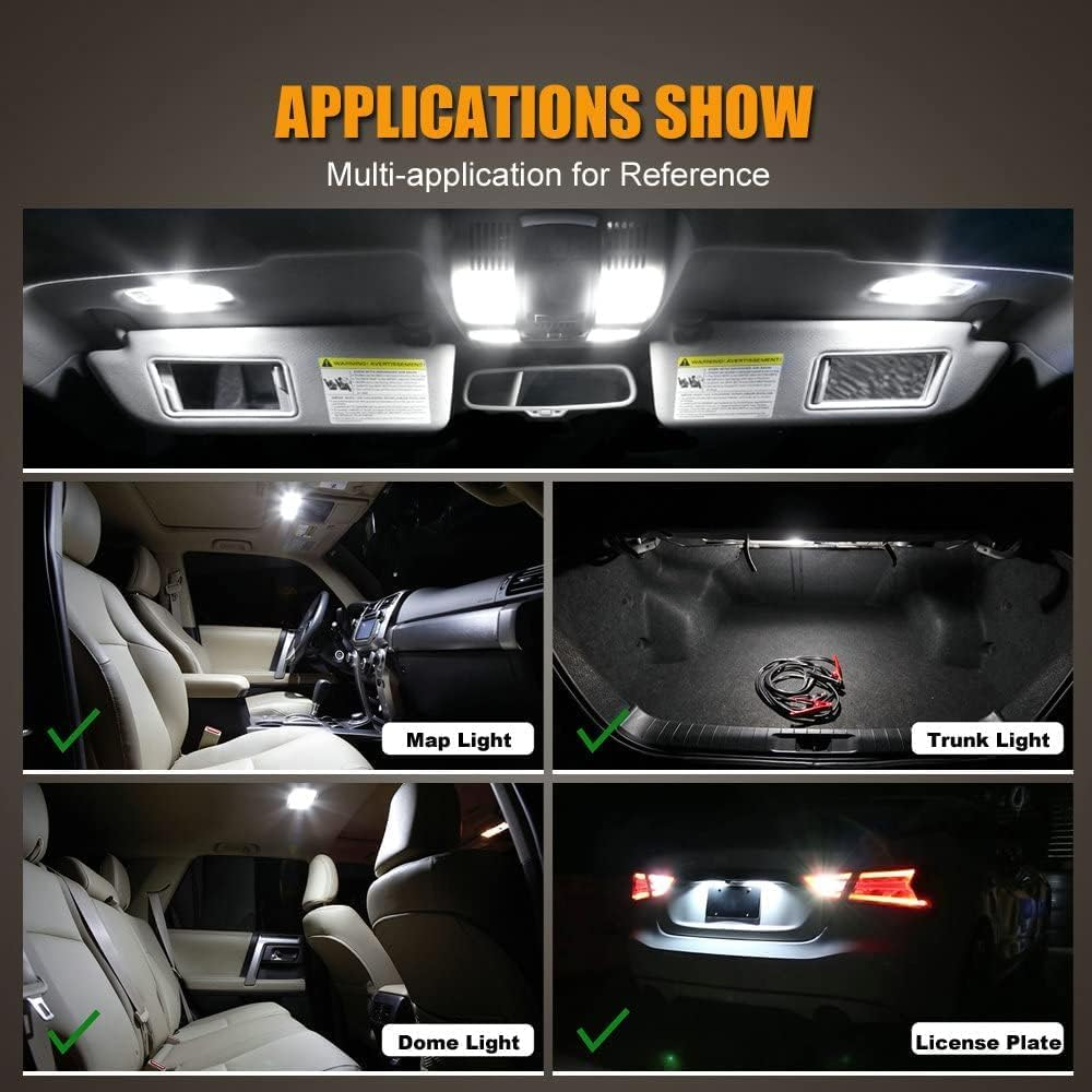 HOCOLO 2X T10 158 LED Bulb W5W 2825 168 192 194 T10 Wedge Light Bulbs 12V Cool White for Car Side Marker Lights Dome Map Door Courtesy License Plate 0.5W (2X T10 26-SMD) image number 1