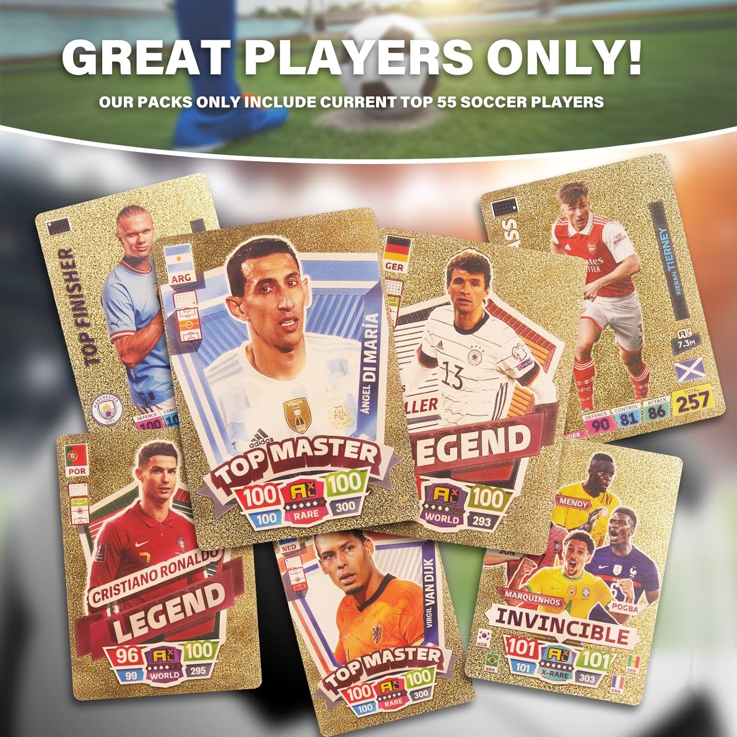 2022/23 World Cup Soccer Star Card - 55 Cards per Box, Value Box, Collection Card, No Duplication, Not Original (Gold) image number 4