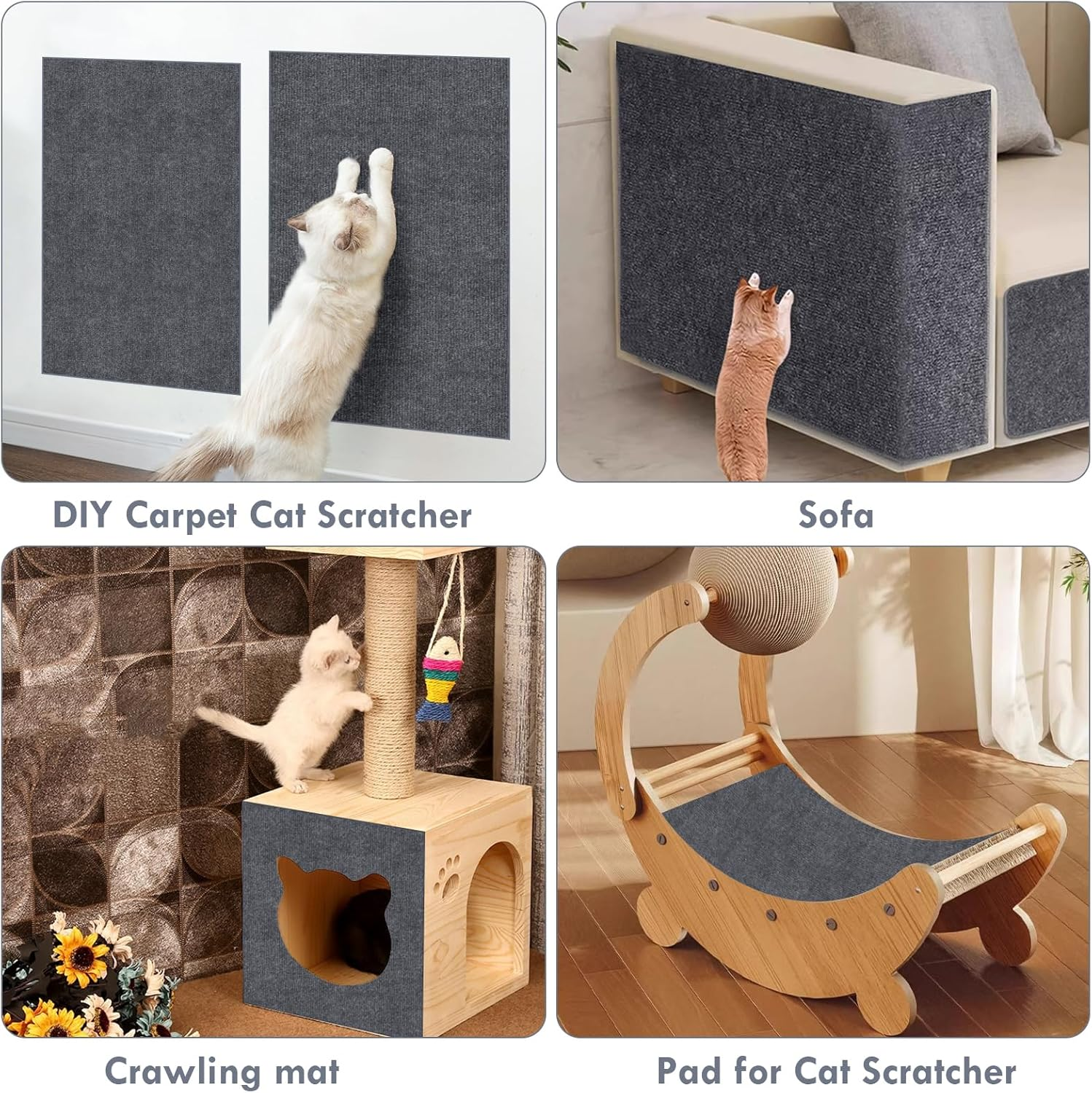 Adiwo 60 Cm X 100 Cm, Self-Adhesive Scratching Mat, Cat Scratching Mat, Scratch Protection, Sofa Cat, DIY Scratching Boards, Scratch Wall for Furniture, Scratching Carpet, Couch Protection (Dark Grey) image number 5