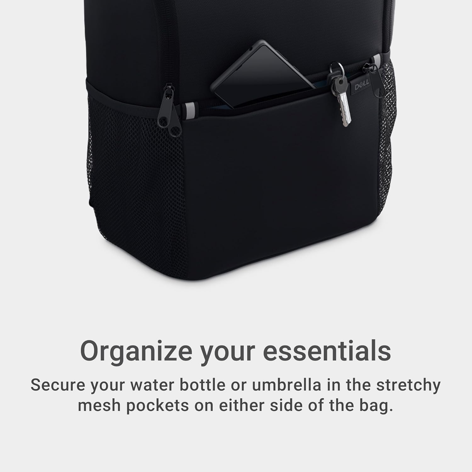 Dell 14-16 Ecoloop Essential Backpack 14-16 - CP3724 - Lightweight, Two Mesh Side Pockets, Built-In Accessories Organizer, Dedicated Padded Laptop Sleeve - Black