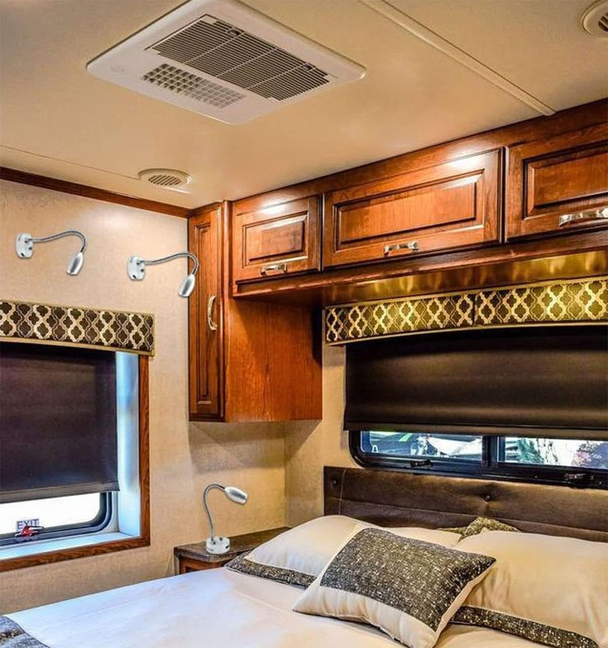 12V RV Reading Light LED Bedside Light Spotlight with 5V/2A USB Charging Port 3 CCT Touch Dimmable Flexible Gooseneck Wall Lamp for Boat, Motorhome, Camper Caravan Van Interior Lighting (White) image number 4