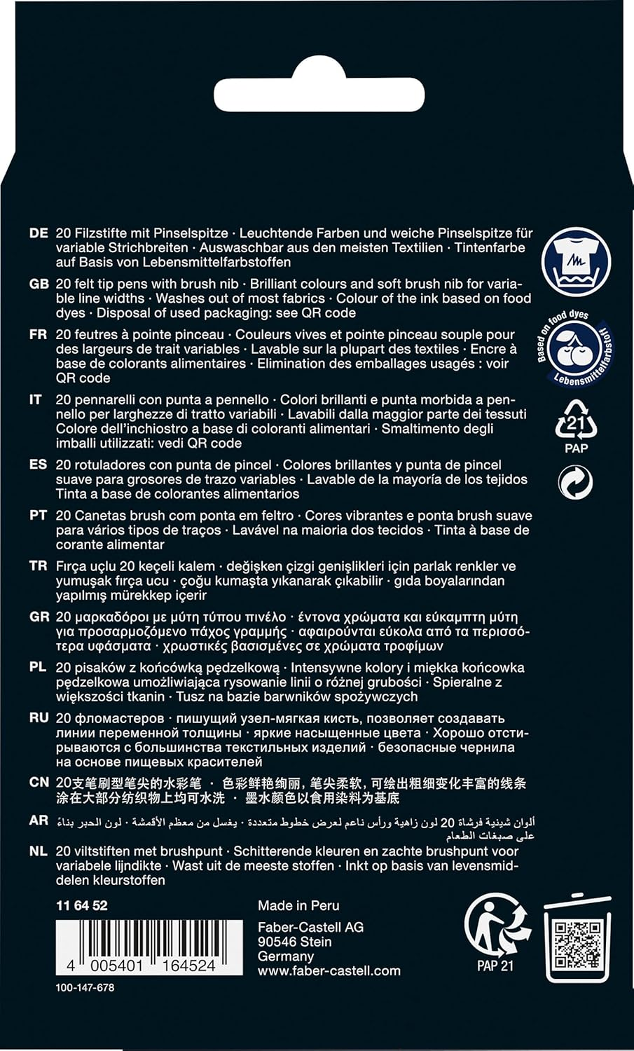 Faber-Castell 116452 Black Edition Brush Pen Set (20 Pieces) image number 1