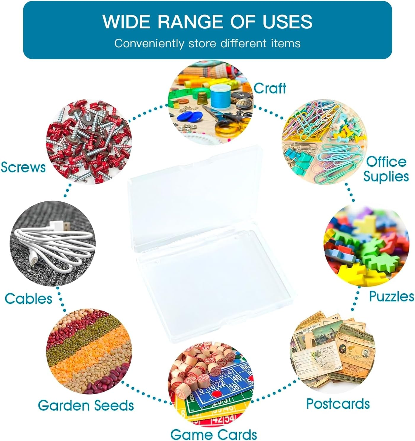 7-Pack Archival Photo Storage - 5X7" Crystal Clear Craft Organizers with Adjustable Dividers & Ergonomic Handle, Acid-Free Scrapbook Boxes for Photos, Stamps, Memorabilia Preservation (Clear, 7) image number 4