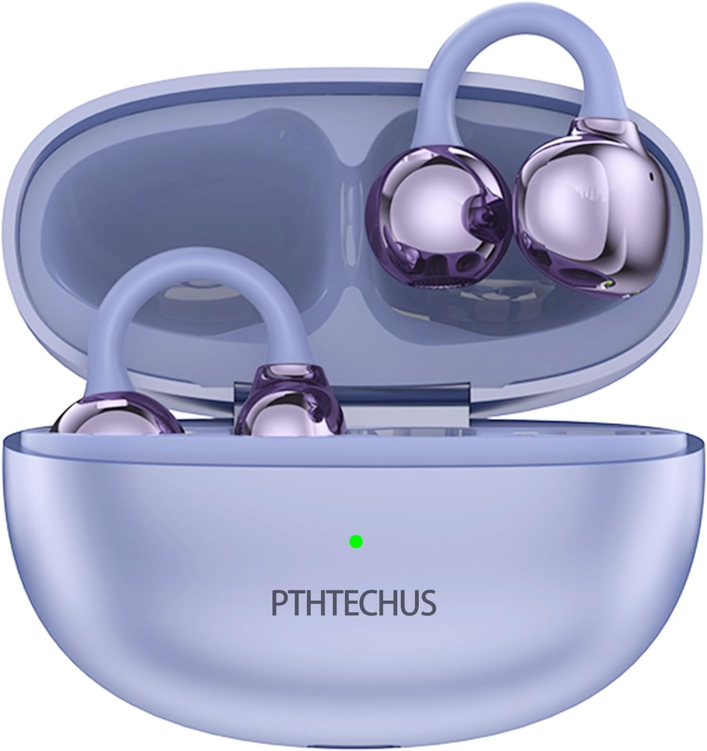 PTHTECHUS Open Ear Headphones, Bluetooth 5.4 with ENC Audio Wireless Earbuds, 40H Playback, Noise Cancelling Calls, Lightweight Comfort Stable Fit Wireless Open Earphones for Sports Working (White)