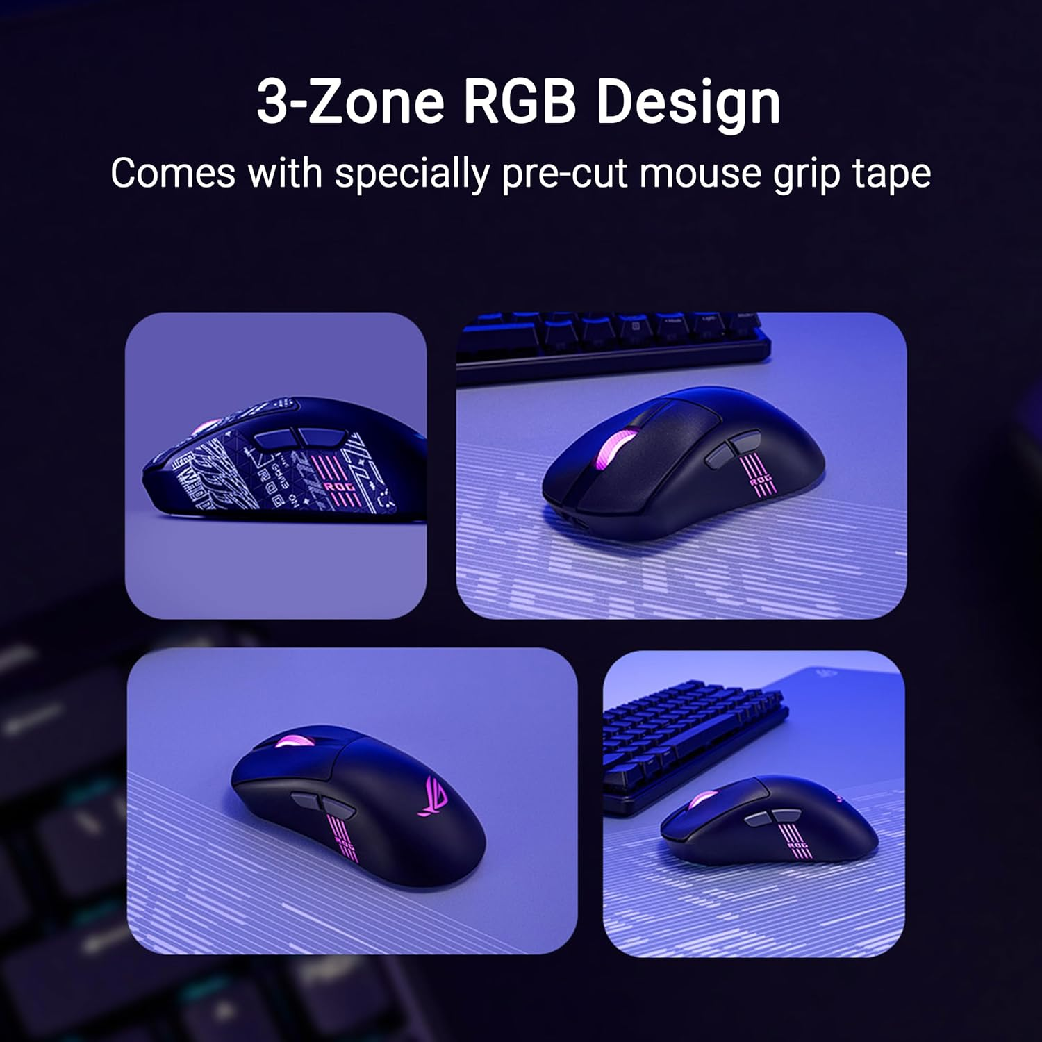 ASUS ROG Keris II Origin Wireless Gaming Mouse, 64G Lightweight, Ergonomic, Push-Fit Switch Socket, 42K Optical Sensor, ROG Micro Switch II, ROG Omni Receiver, 5 Programmable Buttons, Black image number 6