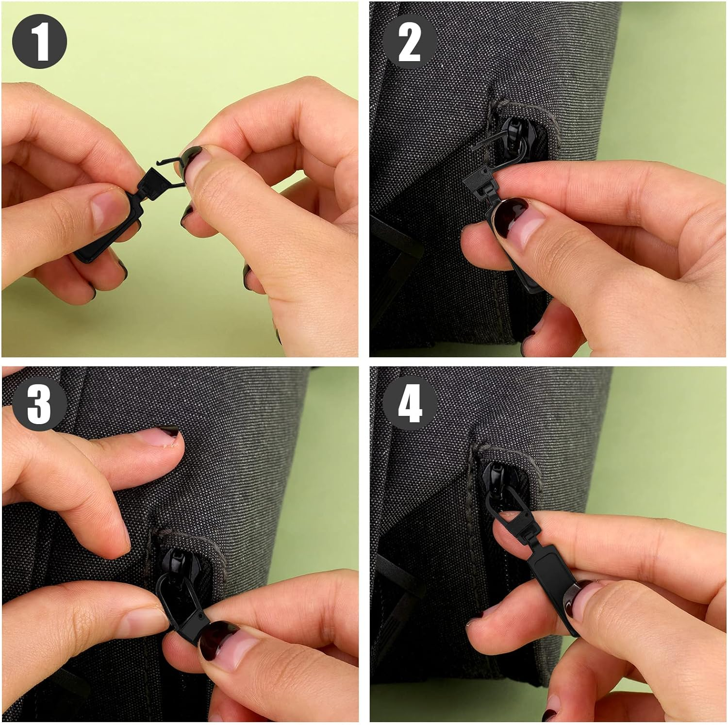 TOYMIS 6Pcs Zipper Pull Replacement, Zipper Pulls Detachable Metal Zipper Pull Repair Kit for Clothes Jacket Pants Jeans Luggage Suitcase Purse Handbag (Black) - Black image number 7