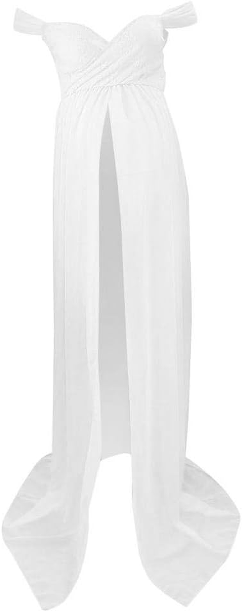 Harayaa Maternity Dress Gown, Women Photography Props Split Front Off, as Described - White L image number 2