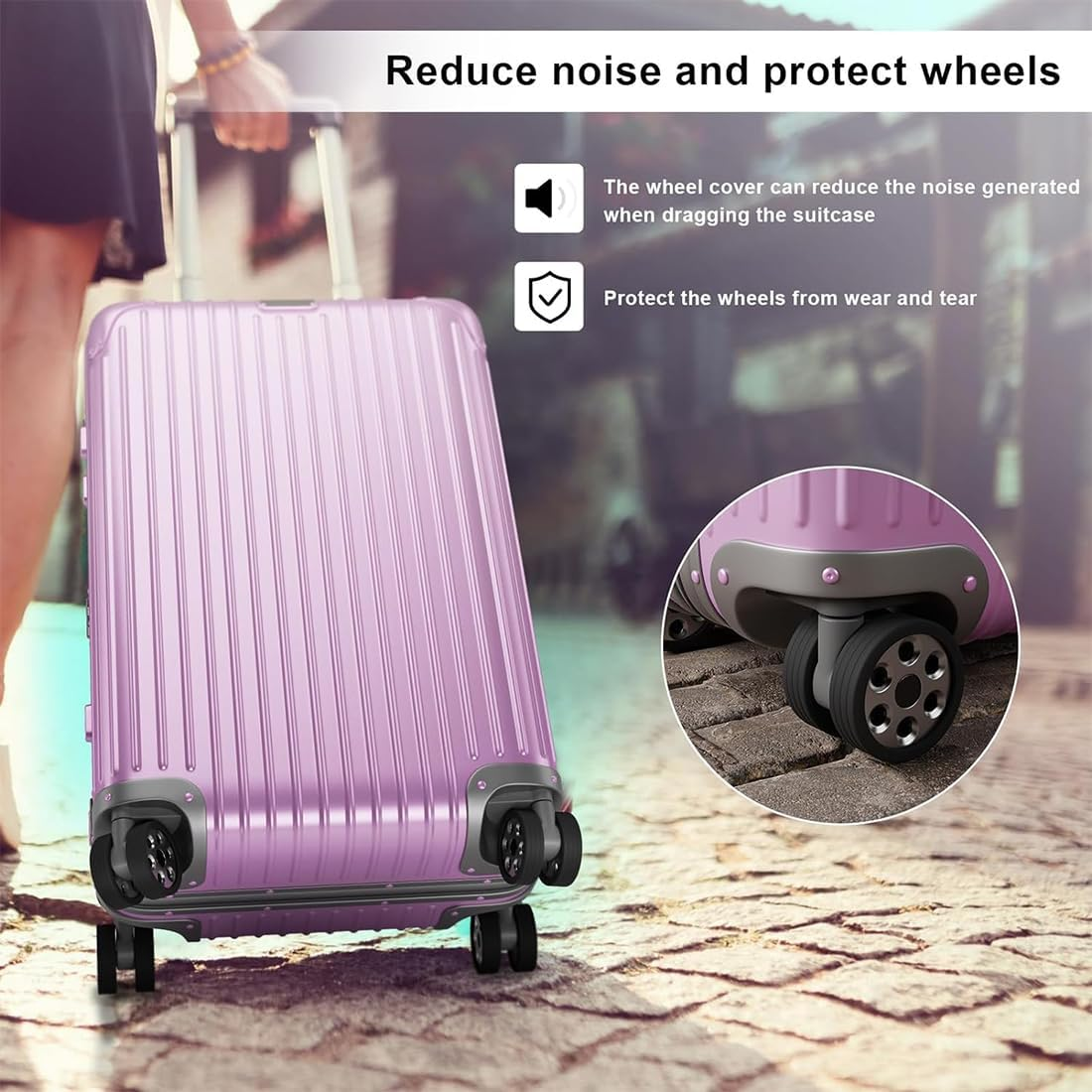 GGUFAY Pack of 8 Silicone Luggage Wheels Cover Luggage Roll Protector Silicone Wheel Cover Suitcase Wheels Protector for Most Luggage image number 1