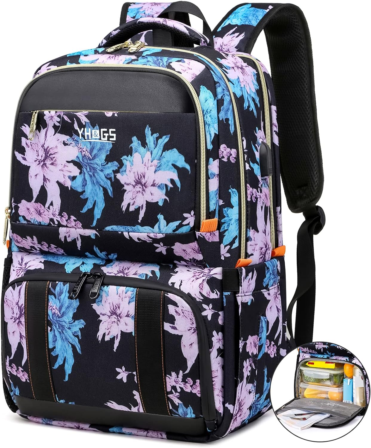 Lunch Backpack, Insulated Cooler Laptop Backpack, Purple, 15.6 Inches