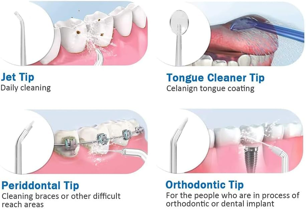 Cordless Rechargeable Water Dental Flosser, 5 Jet Tips, 5 Modes, 300Ml Detachable Tank, IPX7 Waterproof, Portable Oral Irrigator (White) - White image number 4