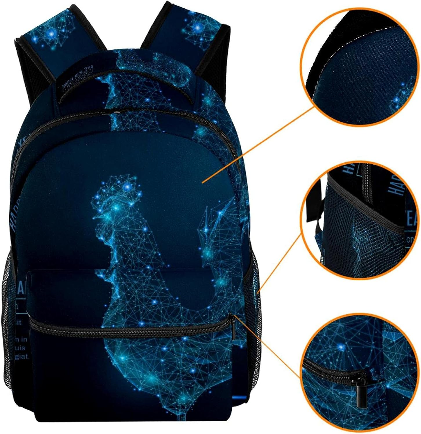Abstract Rooster in the Form of a Starry Sky or Space Backpack Students Shoulder Bags Travel Bag College School Tote Backpacks image number 1