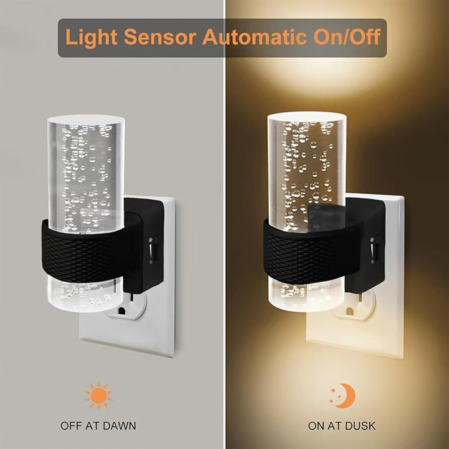 2 Pack Dimmable Night Lights with Auto Dusk-To-Dawn Sensor, 3000K Soft Warm LED Plug-In, 0-100LM Adjustable Brightness, Eye-Friendly for Bedroom, Hallway, Kitchen, and Stairs, AU Plug image number 2