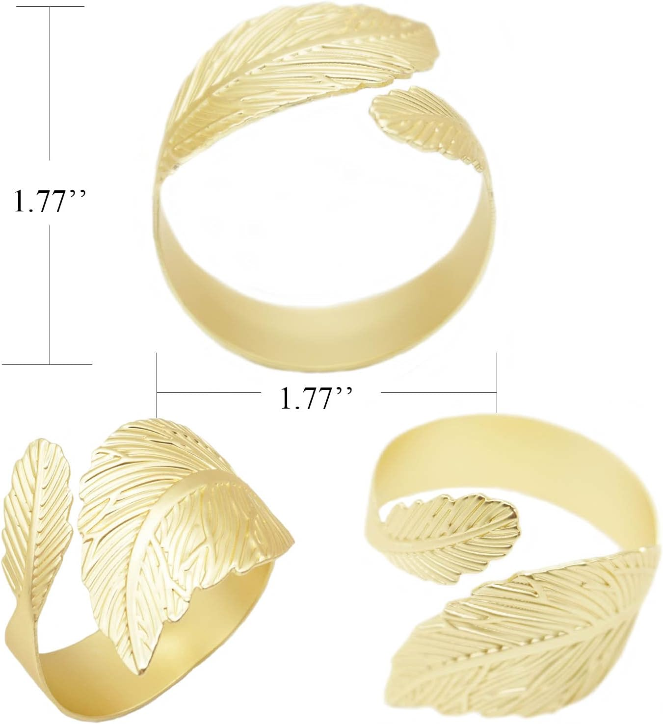 Gold Leaf Napkin Rings Set of 6, Leaves Napkin Rings for Table Setting, Metal Leaf Napkin Holder Rings for Holiday Party,Wedding, Banquet, Formal or Casual Dinning Table Decor (Gold) image number 5
