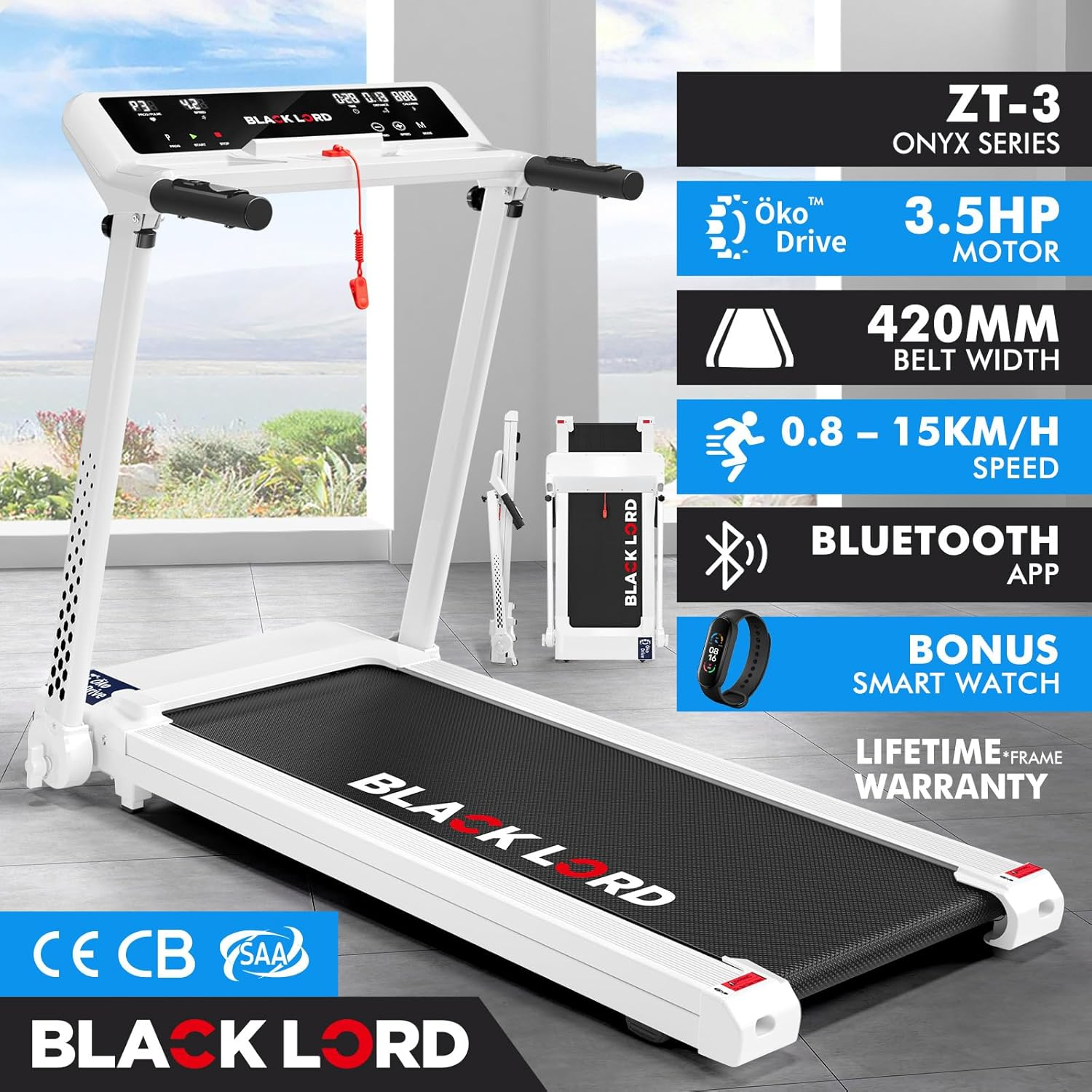 BLACK LORD 1.8-5.5HP Treadmill Series, Electric Running Machine Workout Exercise Fitness Equipment Walking Jogging Trainer - Epic Series Exp50 5.5Hp image number 2