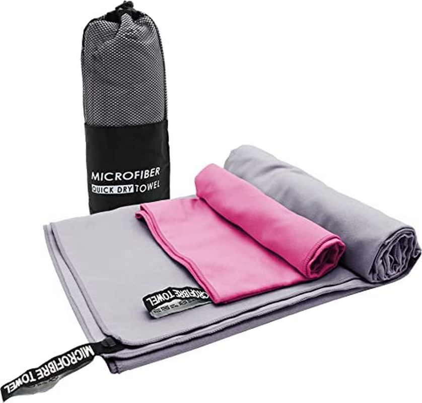 AHPOUN 2 Pack Microfiber Towel Quick Dry Bath Towels Super Absorbent for Sport Travel Swimming Beach Ultra Soft, Compact Microfiber Camping Towel Suitable for Hiking Gym Yoga (Light Green+Dark Blue)