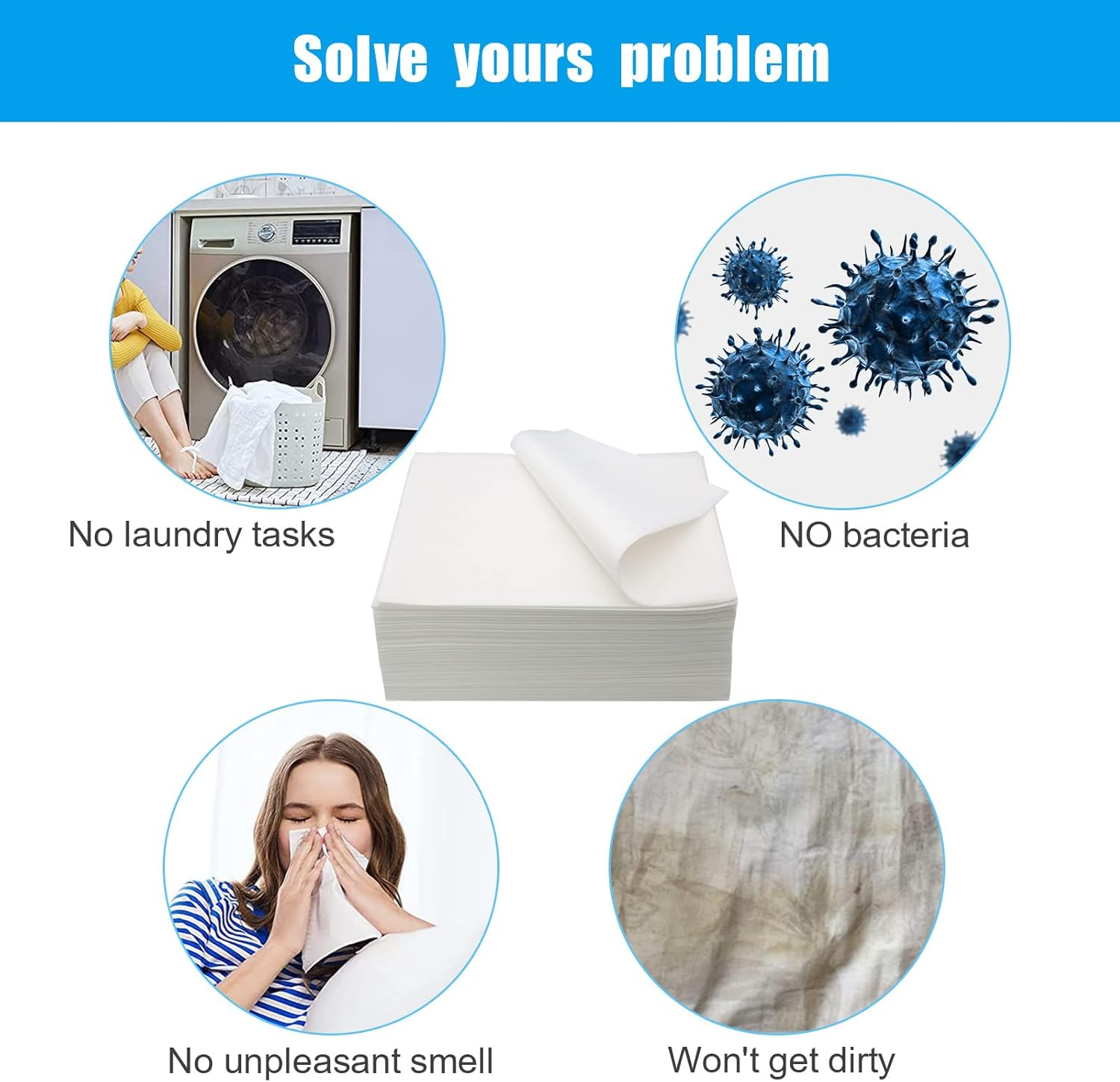 Luriseminger 60Pcs Disposable Massage Table Sheets,Pp Non-Woven Fabric+Pe Oil-Waterproof Massage Bed Cover for Massage Table, Spa Bed Cover Disposable for Tattoo, Waxing,Salon Table,Hotels,Travel - 200 Pcs image number 4