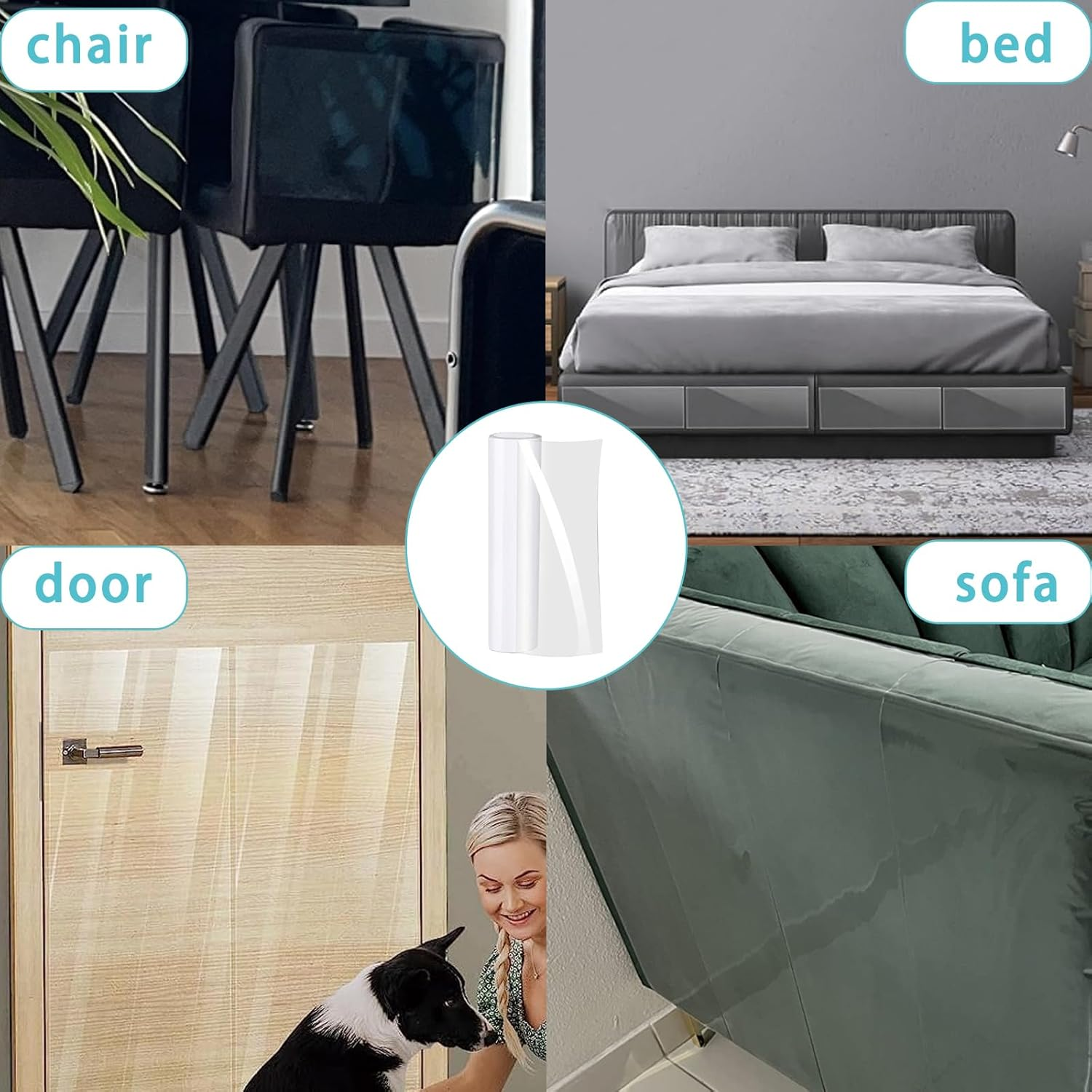 30 X 300 Cm Cat Scratch Protection Film, Scratch Protection Film, Sofa Cat with 20 Screws, Anti-Scratch Film for Cats, Wall Protection Film, Self-Adhesive, Film for Furniture, Sofa, Wall and Door image number 4