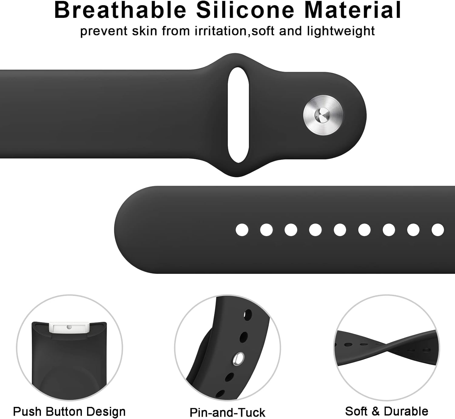 Leonids Bands for Fitbit Charge 5/6 - Soft Silicone Adjustable Breathable Sport Replacement Wristbands Strap for Advanced Fitness Tracker image number 3