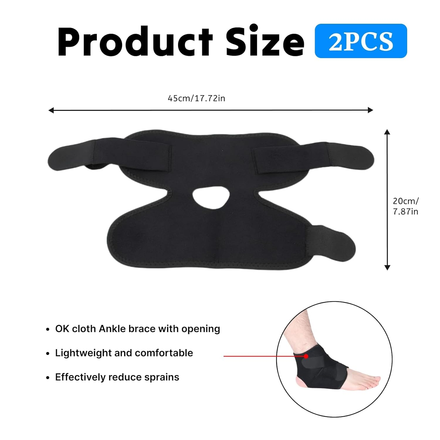 Ankle Brace, Advanced Adjustable Ankle Support Brace, Unisex One Size Fits Most Ankle Stabilizer with 3 Adjustable Straps, Ideal for Sports, Injury Recovery, Foot Support, and Pain Relief image number 1