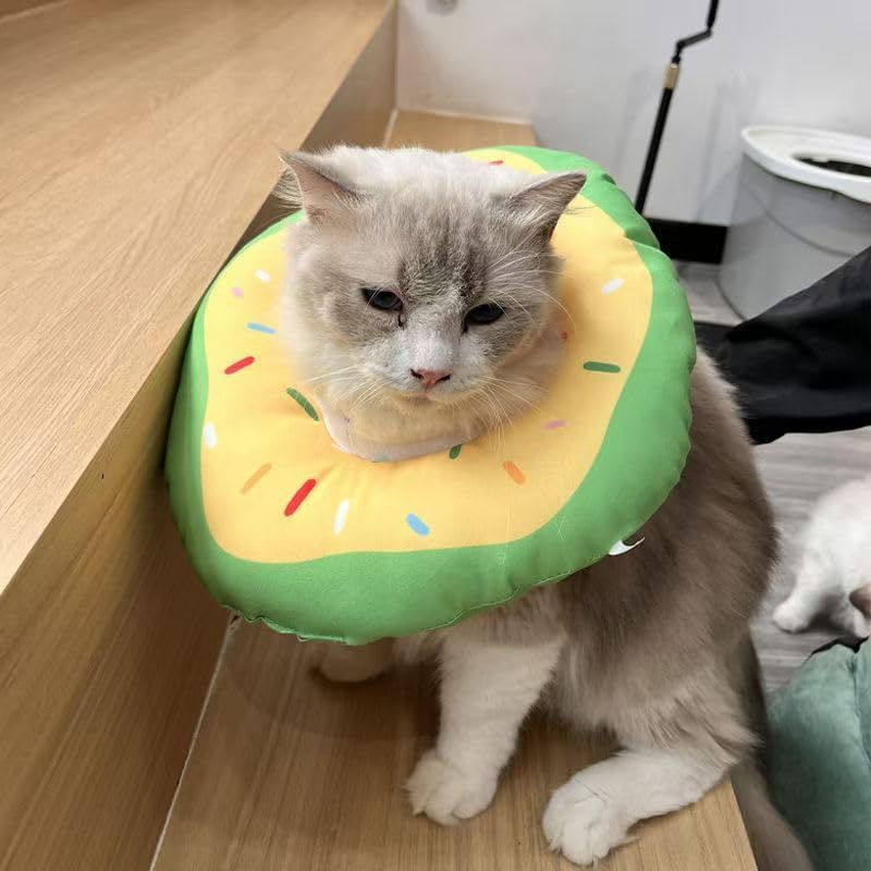 Cat and Small Dog Cone Waterproof, Collar Adjustable Neck Cone after Surgery Recovery Collar Pillow for Small Pets to Stop Licking (Green, L)