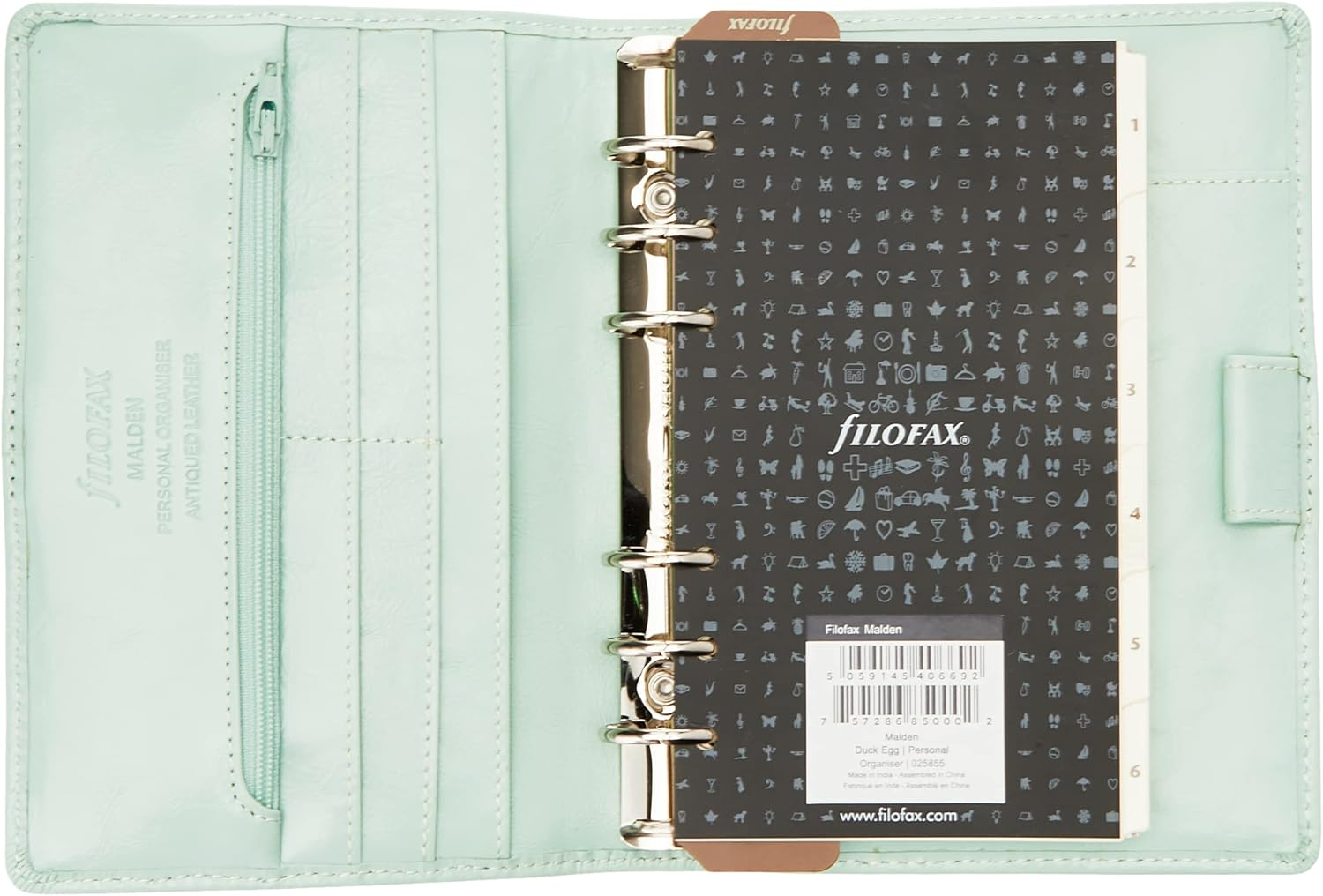Filofax Personal Malden Organiser, Duck Egg - Duck Egg image number 5