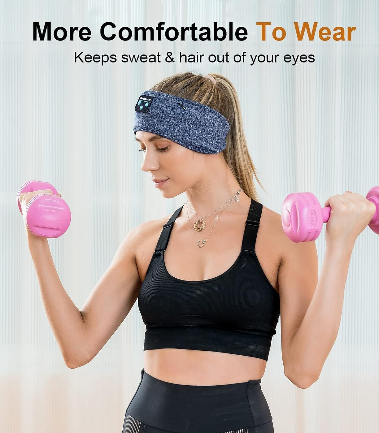 Sleep Headphones Bluetooth Sleep Headband Adjustable Sports Headphones Headband Wireless Earbuds for Side Sleeper, Workout Running Insomnia Travel Yoga Cool Tech Gadgets Unique Gift image number 3