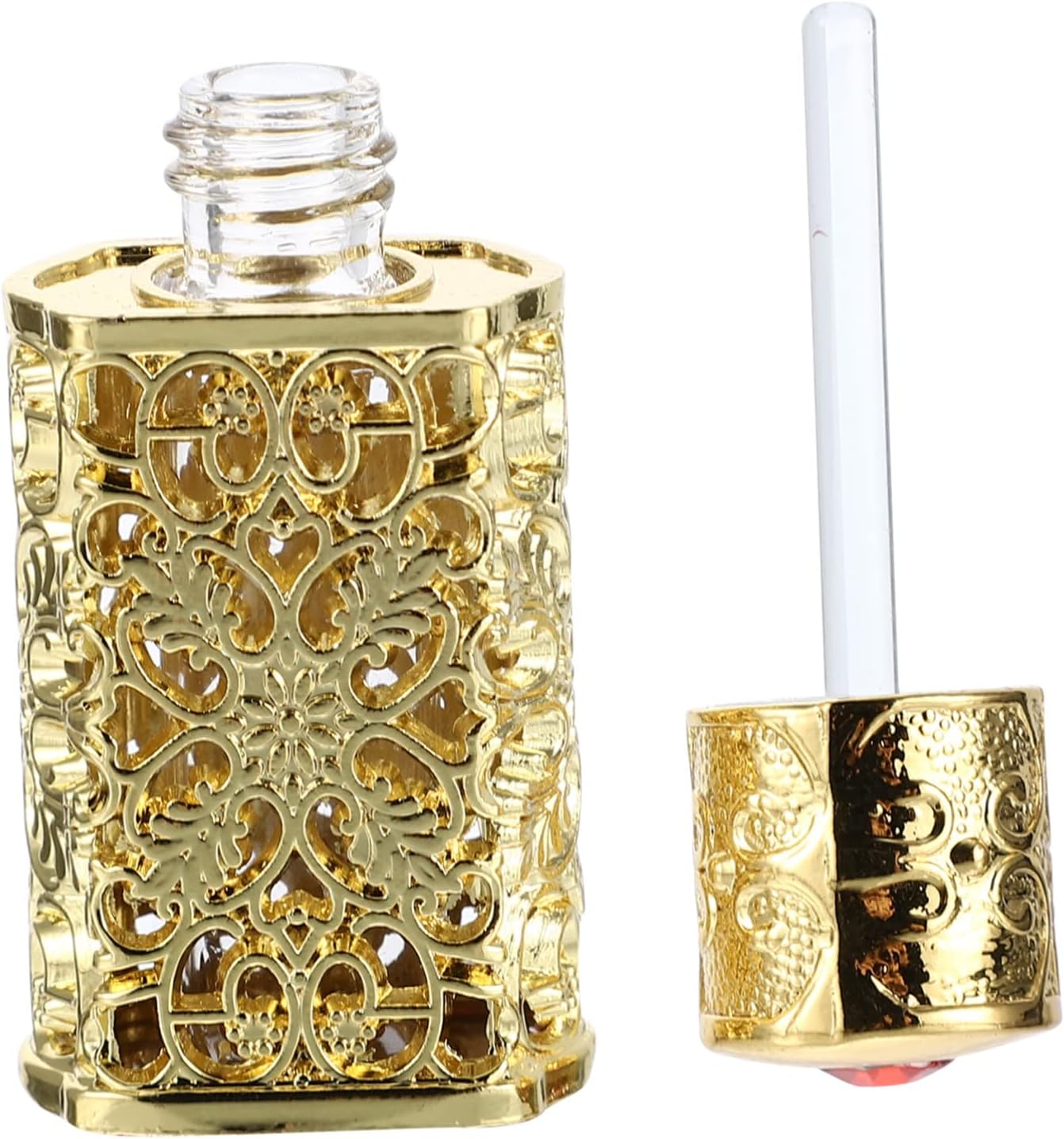 Perfume Bottle Metal Glass Hollow Flower Design Travel Spray Bottle for Essential Oil and Cosmetic Use