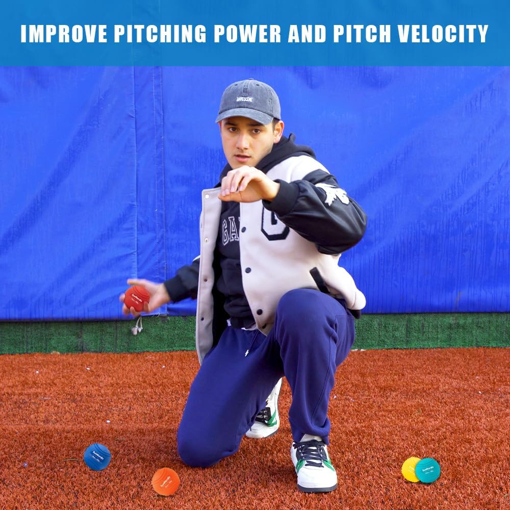 Sunnordic 6/9 Pack Seams Plyometric Weighted Baseball Set (3.5-16/35/53/70 Oz) - Variable Weight Plyo Baseballs for Improved Power & Pitching Training - for All Skill Levels image number 4
